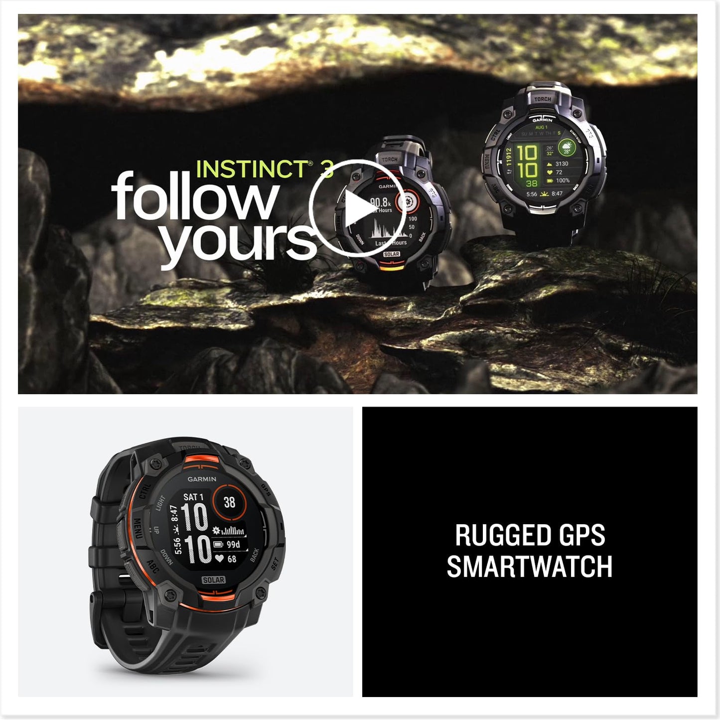 Garmin Instinct® 3 Tactical, Solar, 50mm, Black