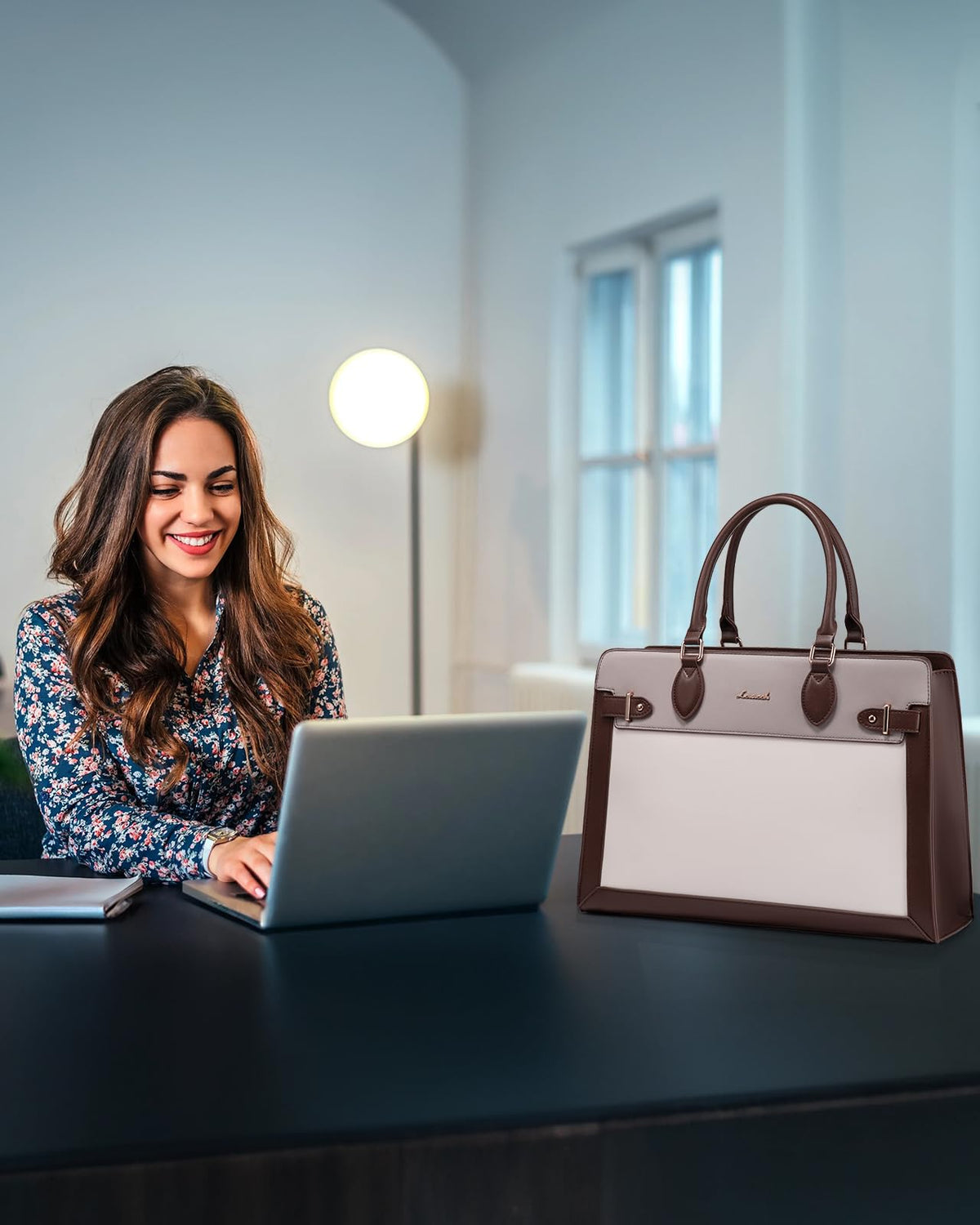 LOVEVOOK Laptop Bag for Women 15.6 Inch Work Tote, Business Computer Briefcase, Waterproof PU Leather Tote Bag for Teacher, Office Shoulder Tote Purse