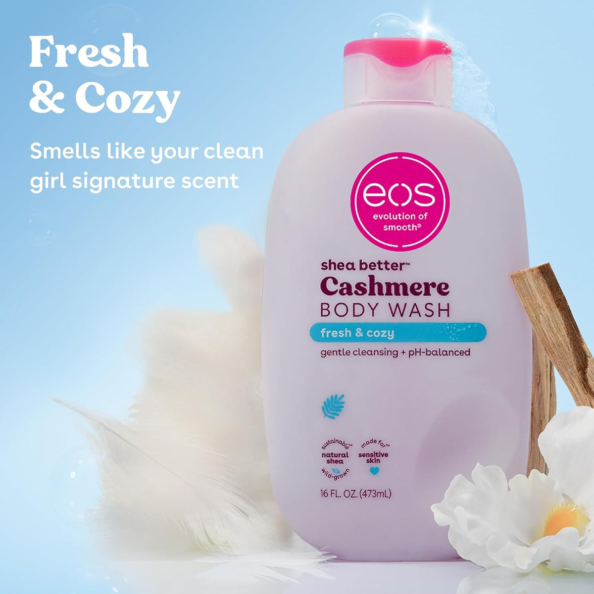 eos Cashmere Body Wash- Vanilla Cashmere, Creamy Gel with Shea Butter, 16 fl oz