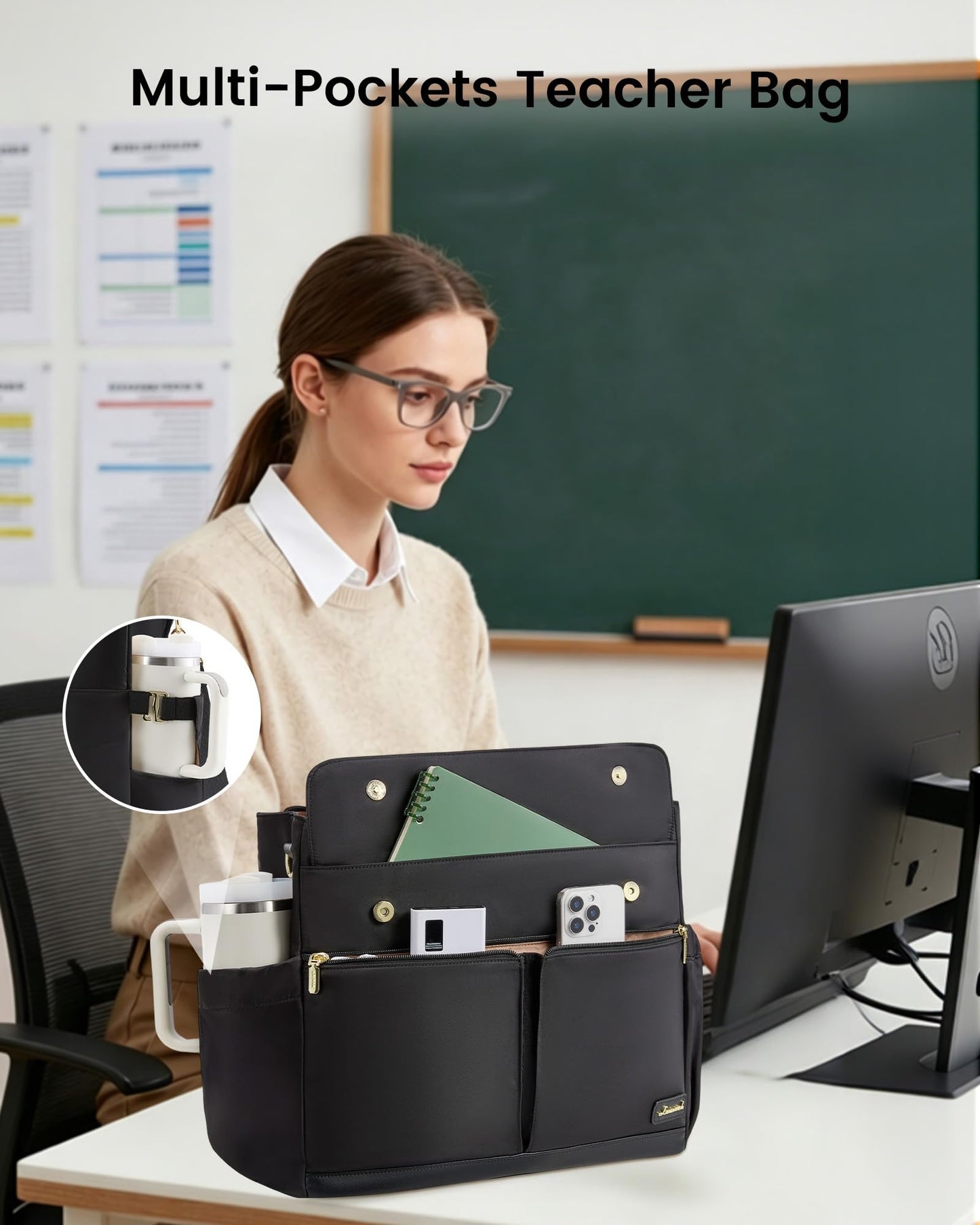 LOVEVOOK Lunch Tote Bag for Women, Work Laptop Bag with Lunch Compartment