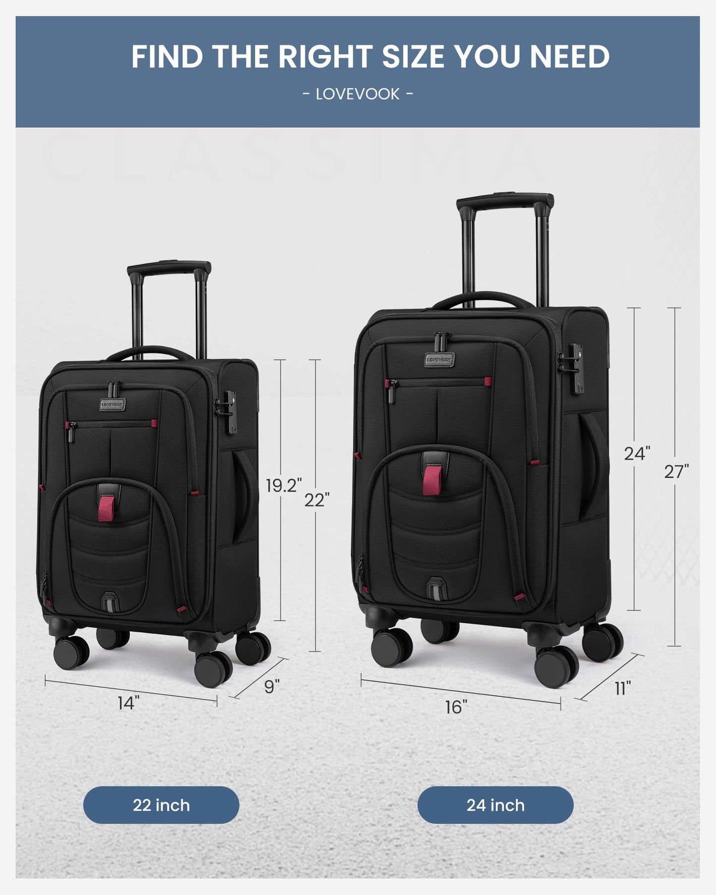 Carry On Luggage 22x14x9 Airline Approved with TSA Lock for Business Trip