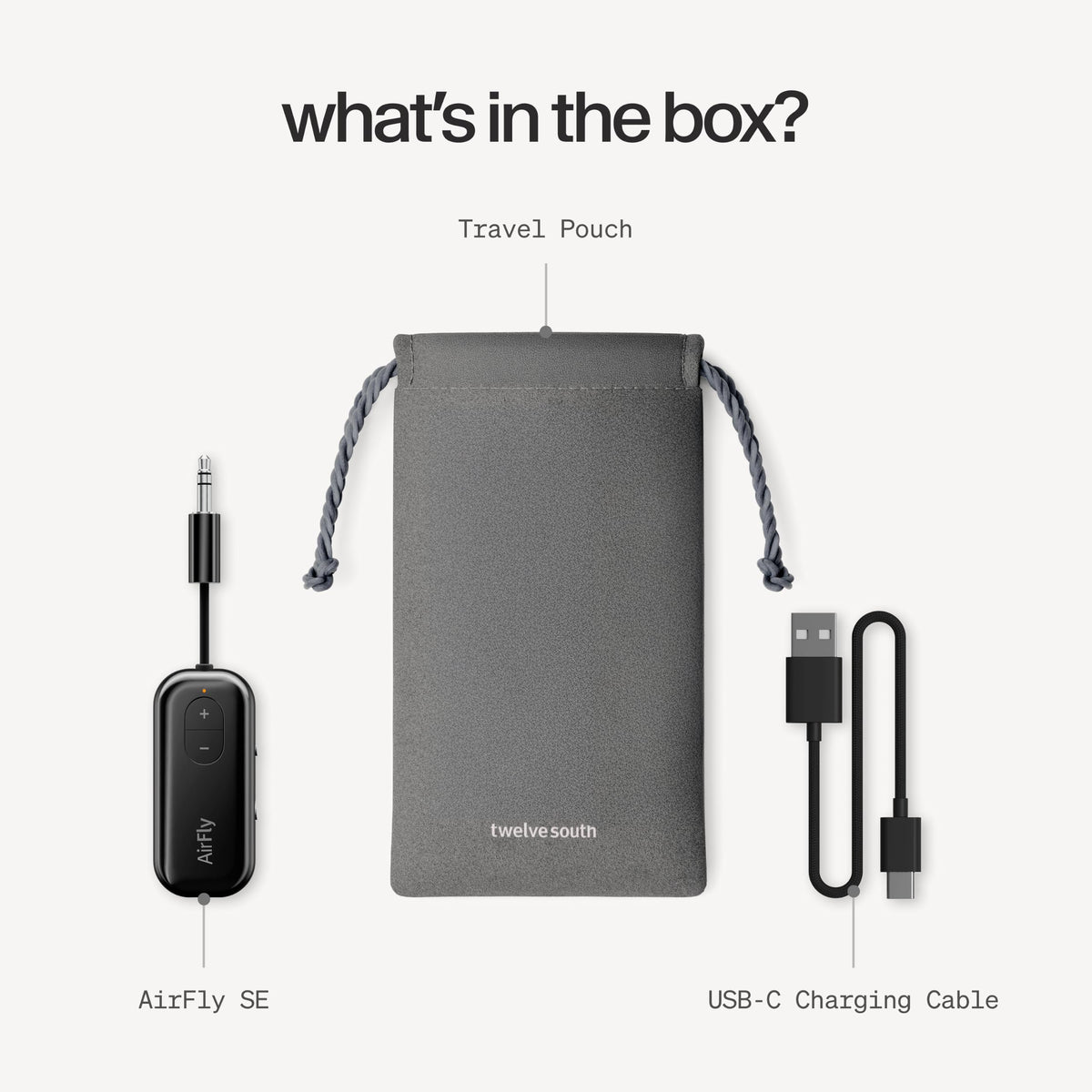 Twelve South AirFly Pro 2, Bluetooth Adapter, Pair 2 AirPods, Black Ice