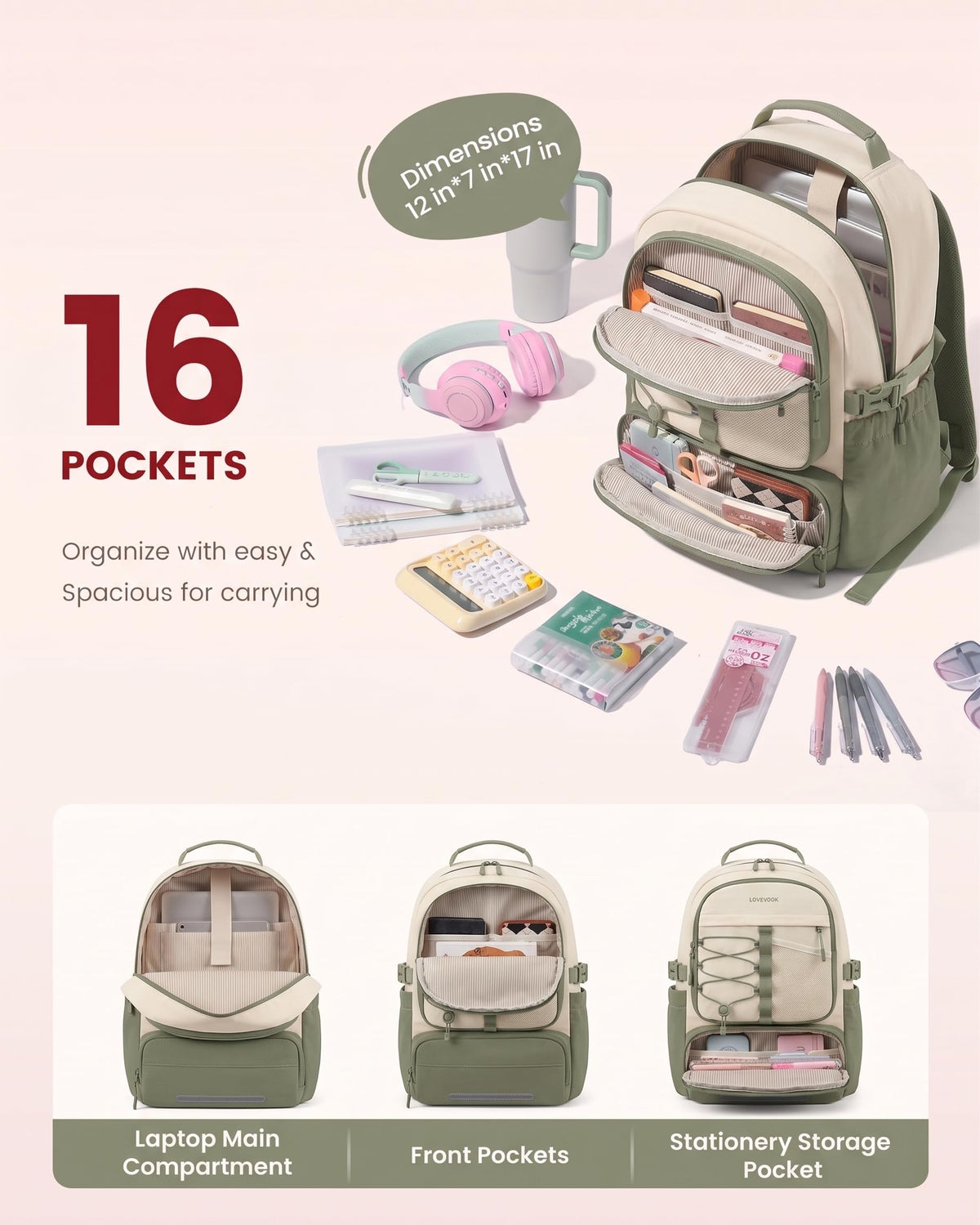 LOVEVOOK Backpack for Kids Teen Girls, Cute Back to School Backpack Bookbag