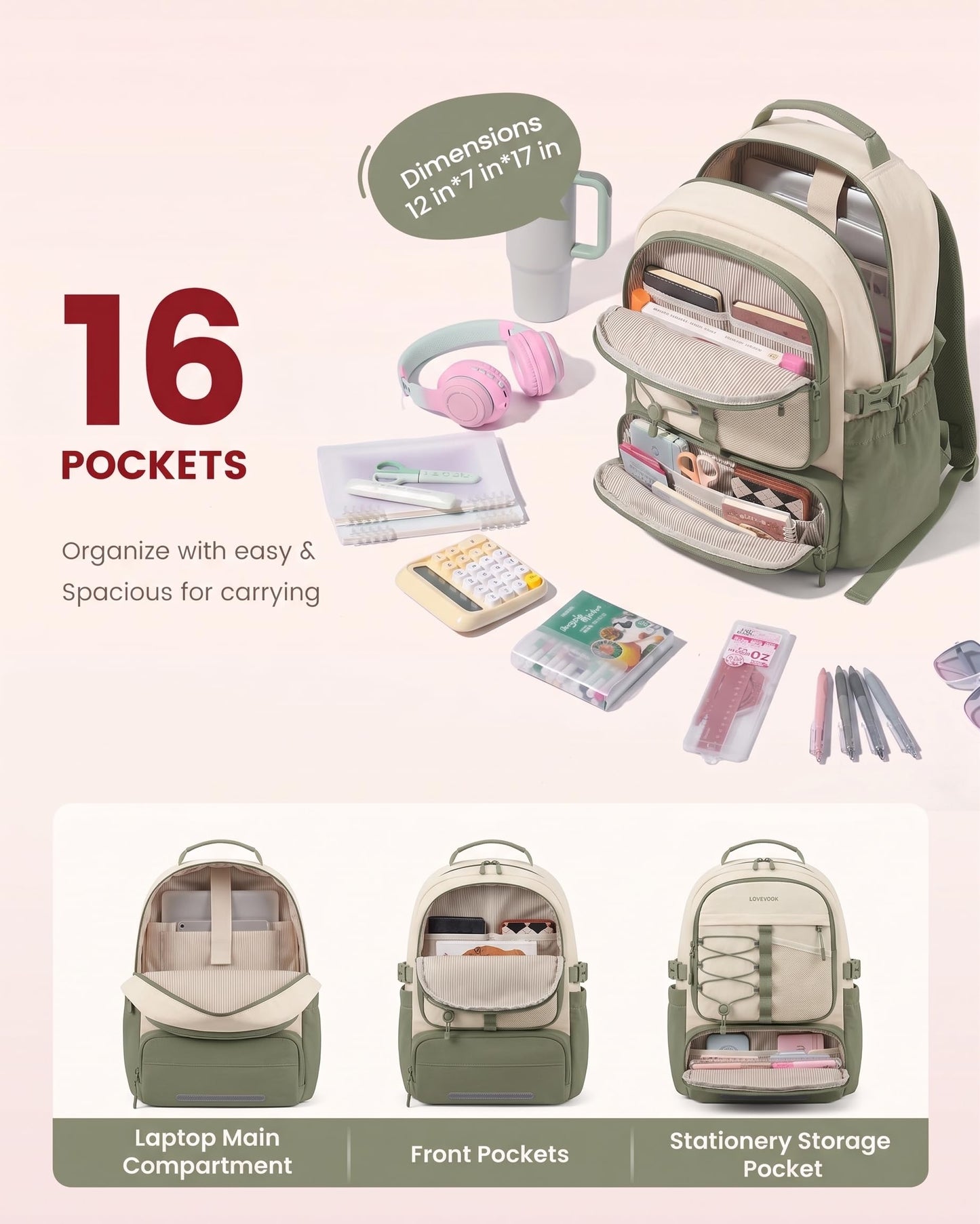 LOVEVOOK Backpack for Kids Teen Girls, Cute Back to School Backpack Bookbag