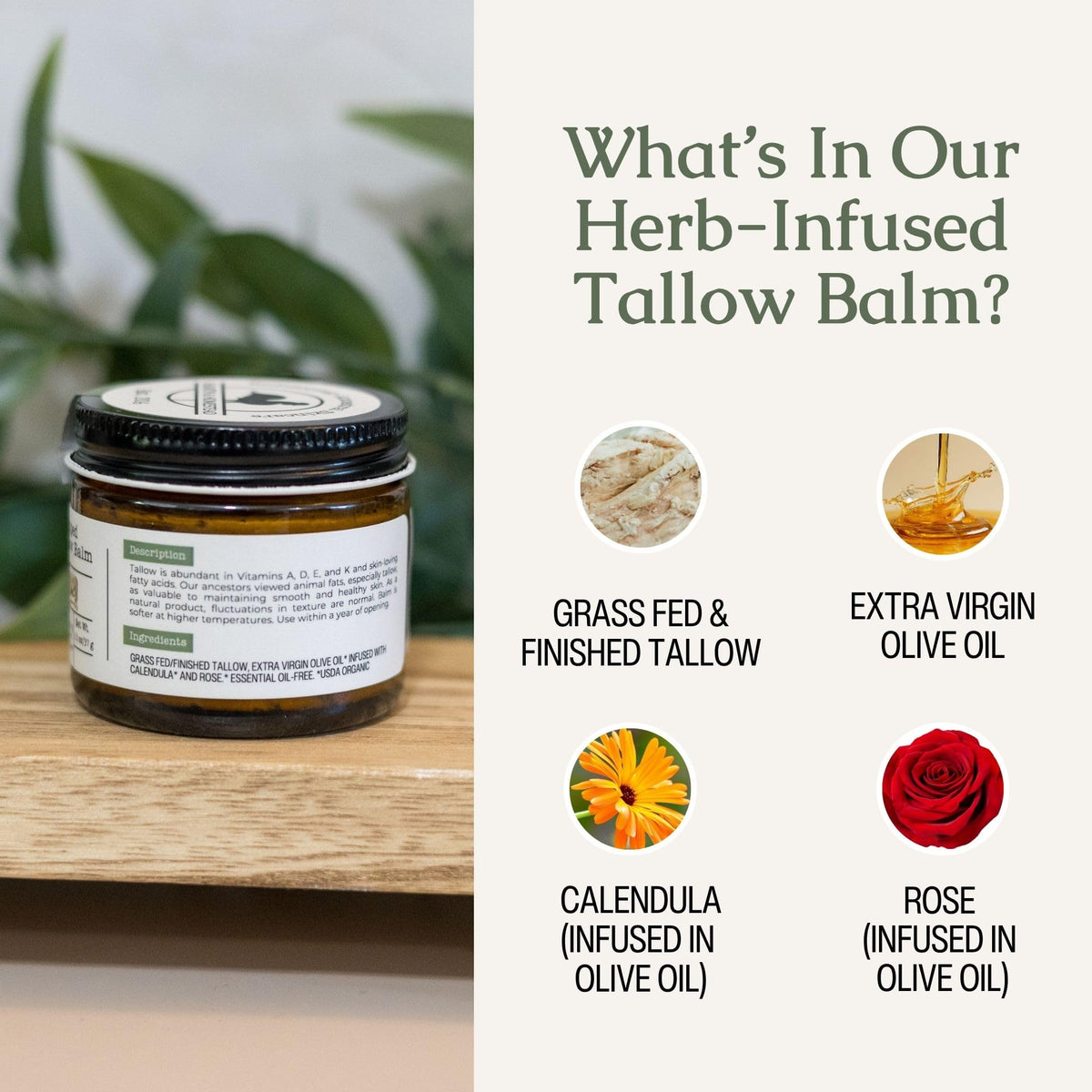 Hearth & Homestead Whipped Beef Tallow for Skin, Vanilla Orange, 2.6oz