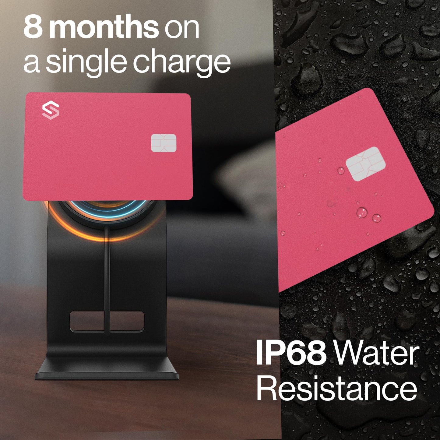 SPOTMINDERS Apple MFi Certified Wallet Tracker 2-Pack Black & Pink (iOS Only) Travel Pack for Couples 0.07in Works with Apple Find My Rechargeable Tracking Card Slim Item Finder for Luggage, Passport