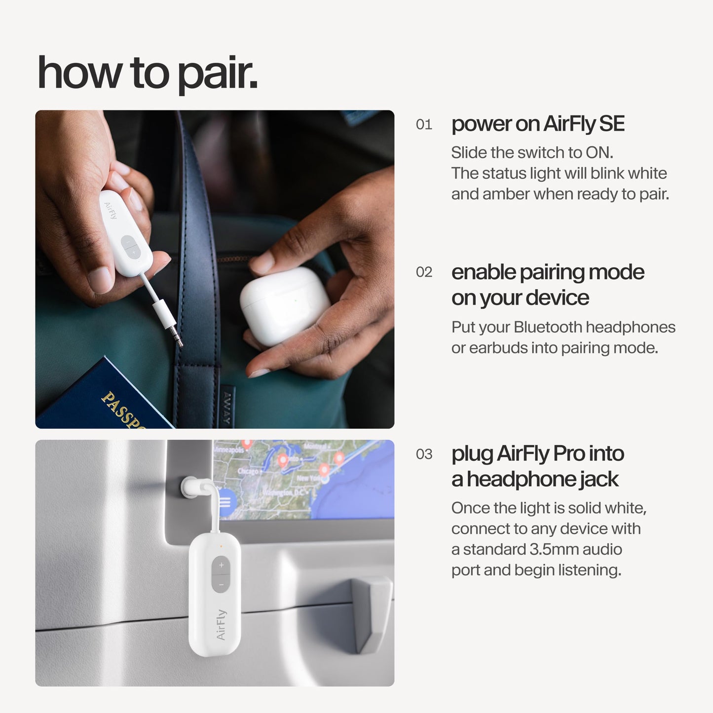 Twelve South AirFly Pro 2, Bluetooth Adapter, Pair 2 AirPods, Black Ice