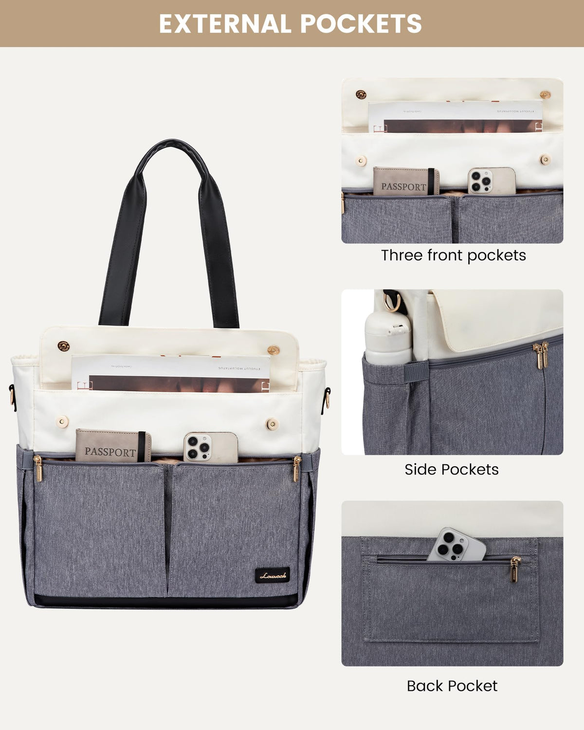 LOVEVOOK Lunch Tote Bag for Women, Work Laptop Bag with Lunch Compartment