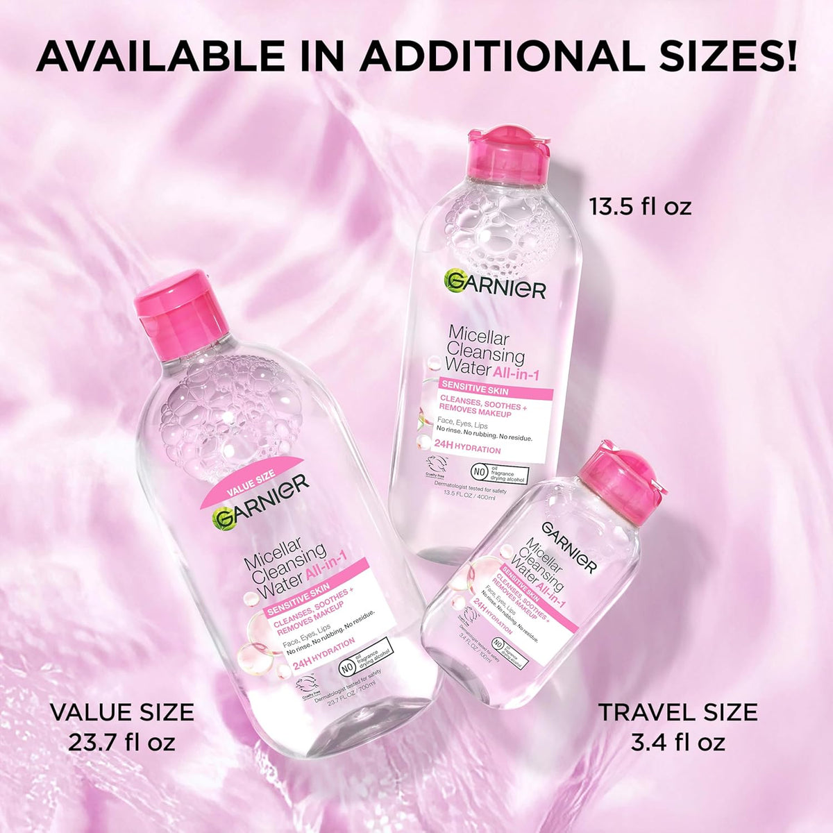 Garnier Micellar Water, Hydrating Facial Cleanser & Makeup Remover, Suitable for Sensitive Skin, Vegan, Cruelty Free, 13.5 Fl Oz (400mL), 1 Count