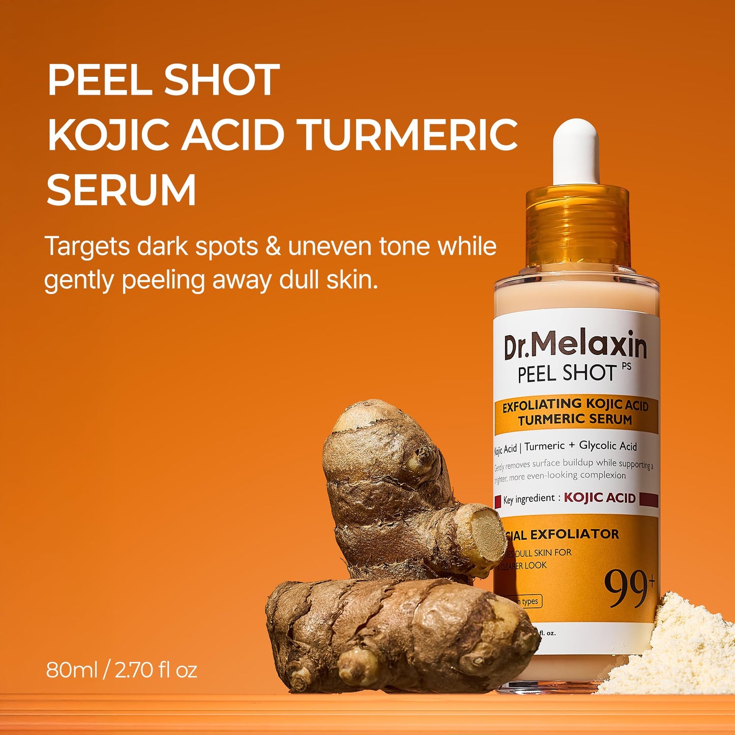 Dr.Melaxin Peel Shot Black Rice Exfoliating Ampoule, Face Exfoliator with AHA BHA Niacinamide Rice Bran Water, Blackhead Remover, Pore Minimizer, Brightening Glass Skin Serum, Korean Skin Care, 2.7 oz
