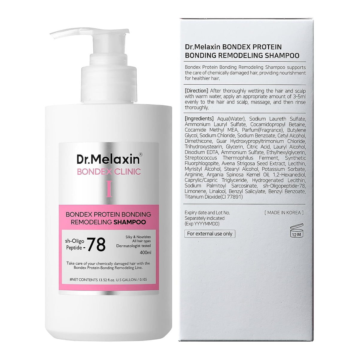 Dr.Melaxin Bondex Protein Bonding Remodeling Shampoo with Argan Oil | Strengthening Keratin & Peptides Bonder | Repair Hair | 13.52 fl.oz.