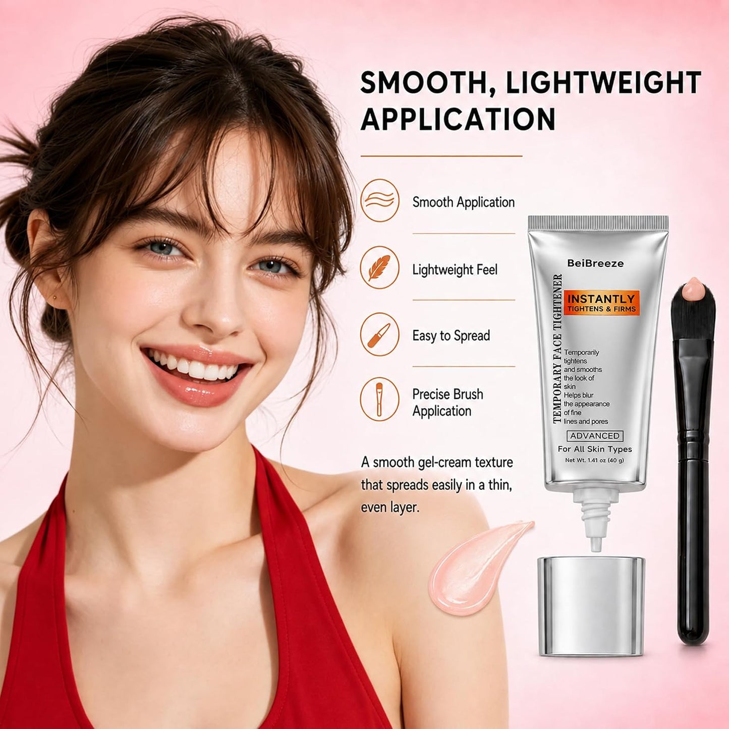 Instant Firming Face Cream, 2 Pack Lightweight Quick-Setting Facial Cream for Smoother-Looking Skin, Wear Alone or Under Makeup