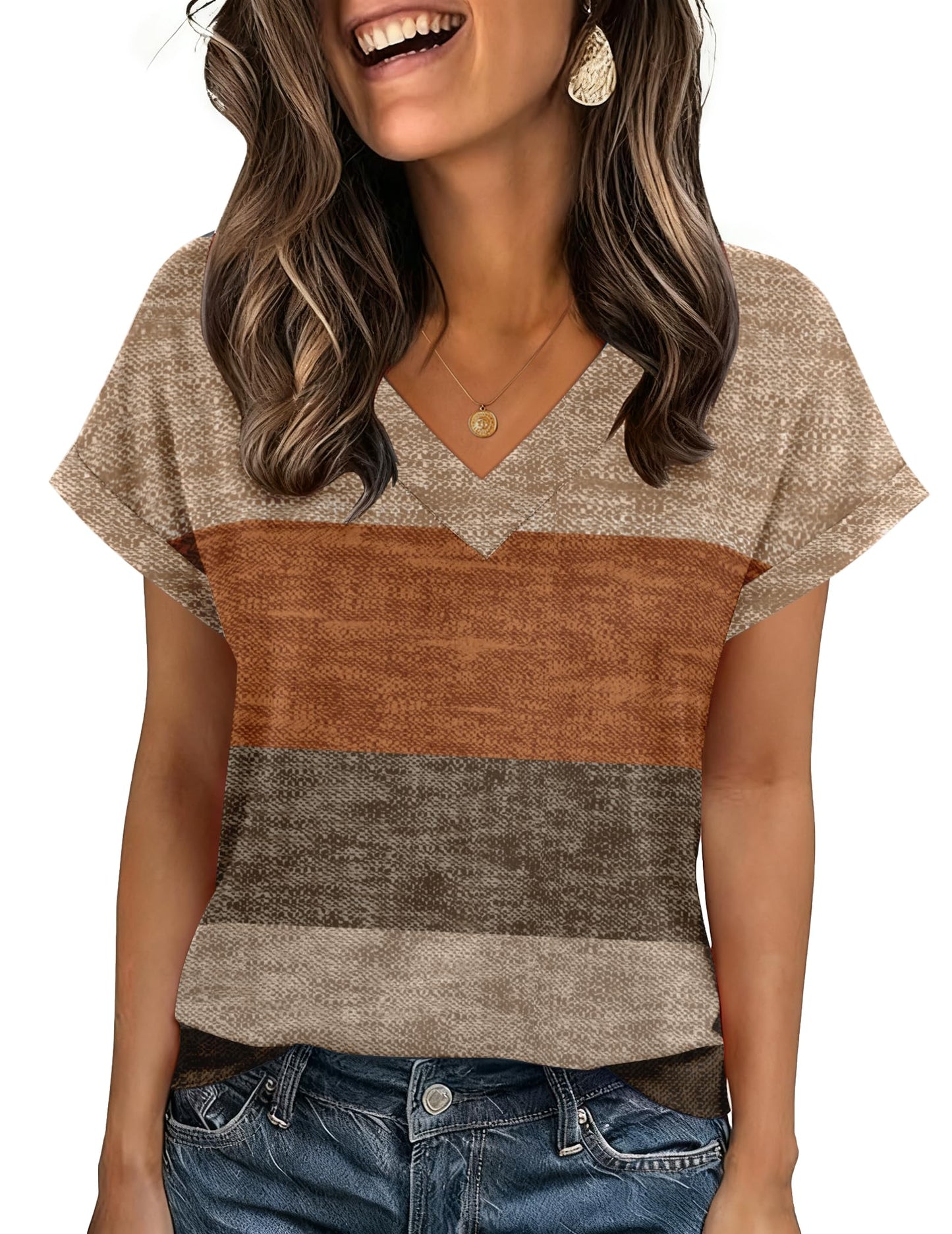 Zeagoo Womens Summer Tops Rolled Short Sleeve Shirts Dressy Casual Blouses