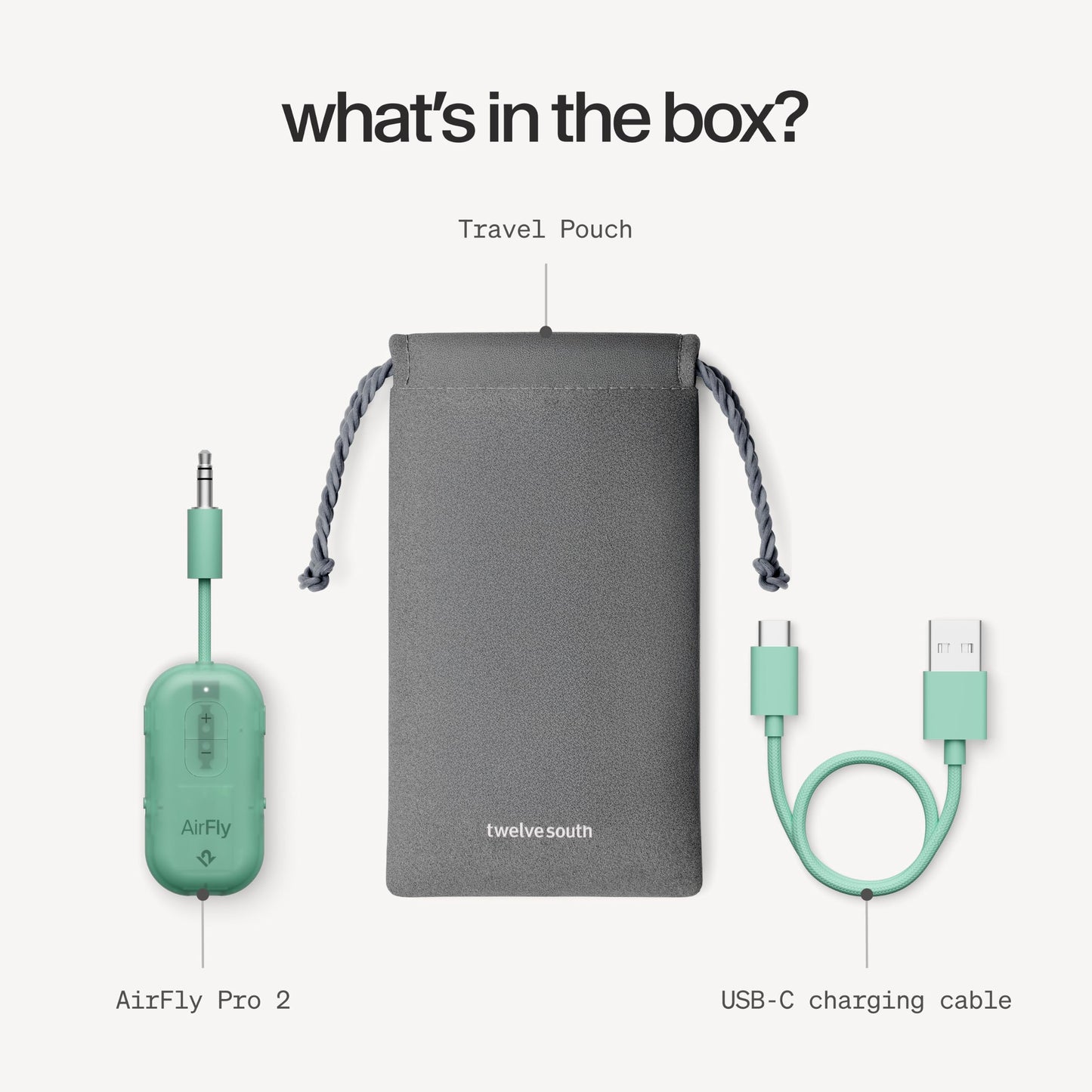Twelve South AirFly Pro 2, Bluetooth Adapter, Pair 2 AirPods, Black Ice