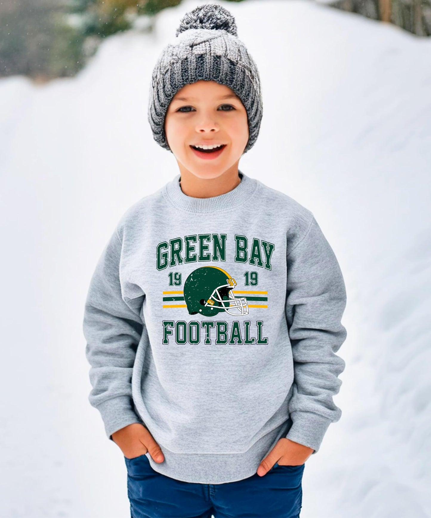 Olive Loves Apple Vintage Green Bay 1919 Football Sweatshirt for Men Women and Kids Distressed Game Day Pullover