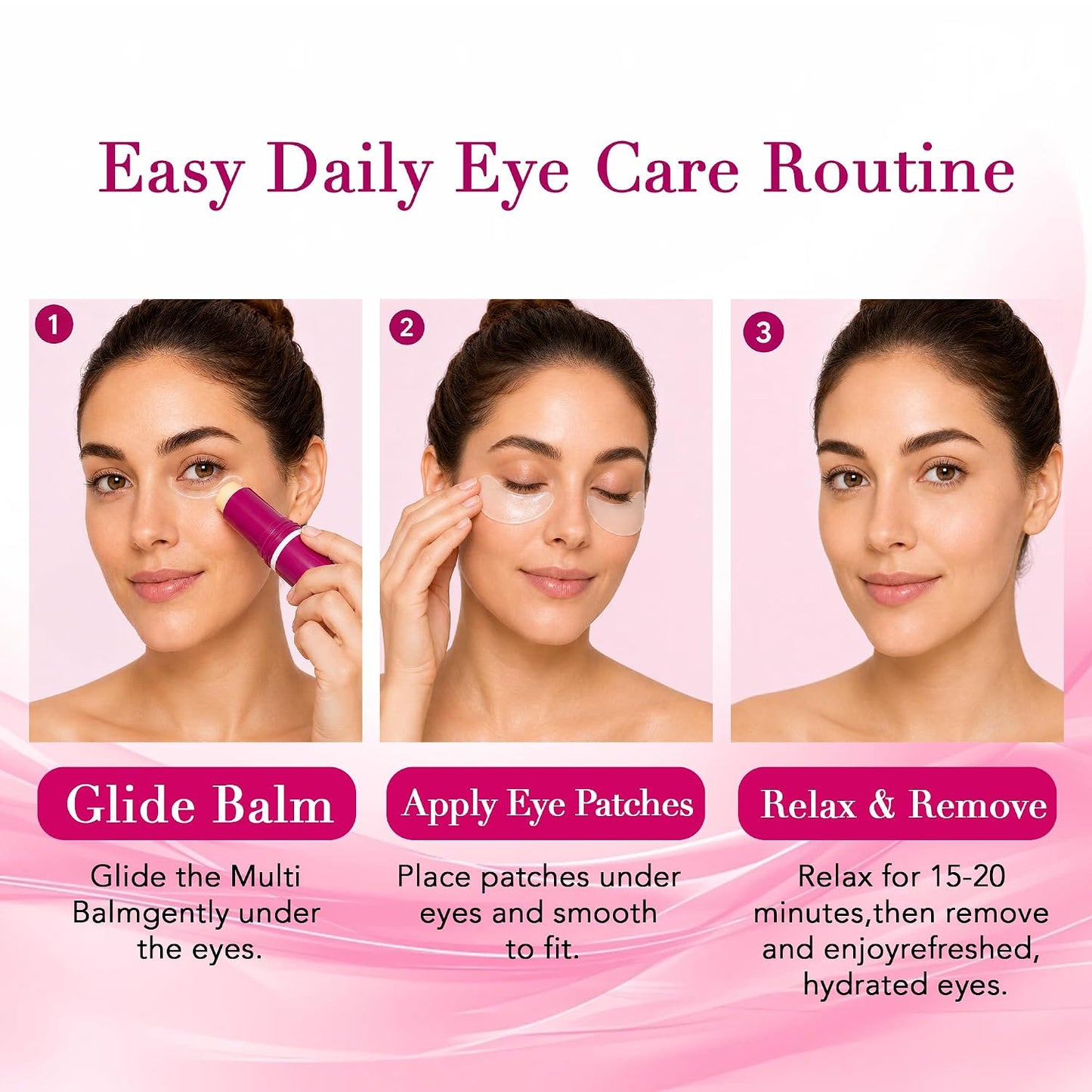 Eye Care Duo – Calcium Multi Balm Stick + Hydrogel Under Eye Patches 60ea (30 Pairs), Hydrating & Smoothing Eyes Treatment, Gentle on Skin, Travel Friendly