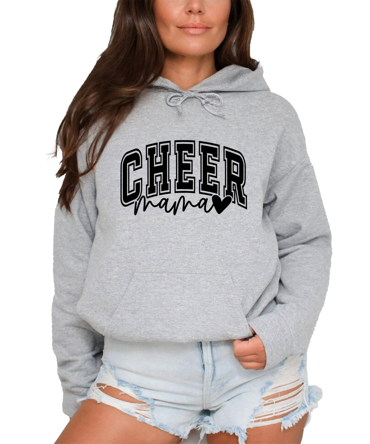 Olive Loves Apple Cheer Mama Hoodie for Women Cheerleading Mom Game Day Pullover Cheer Competition Sweatshirt