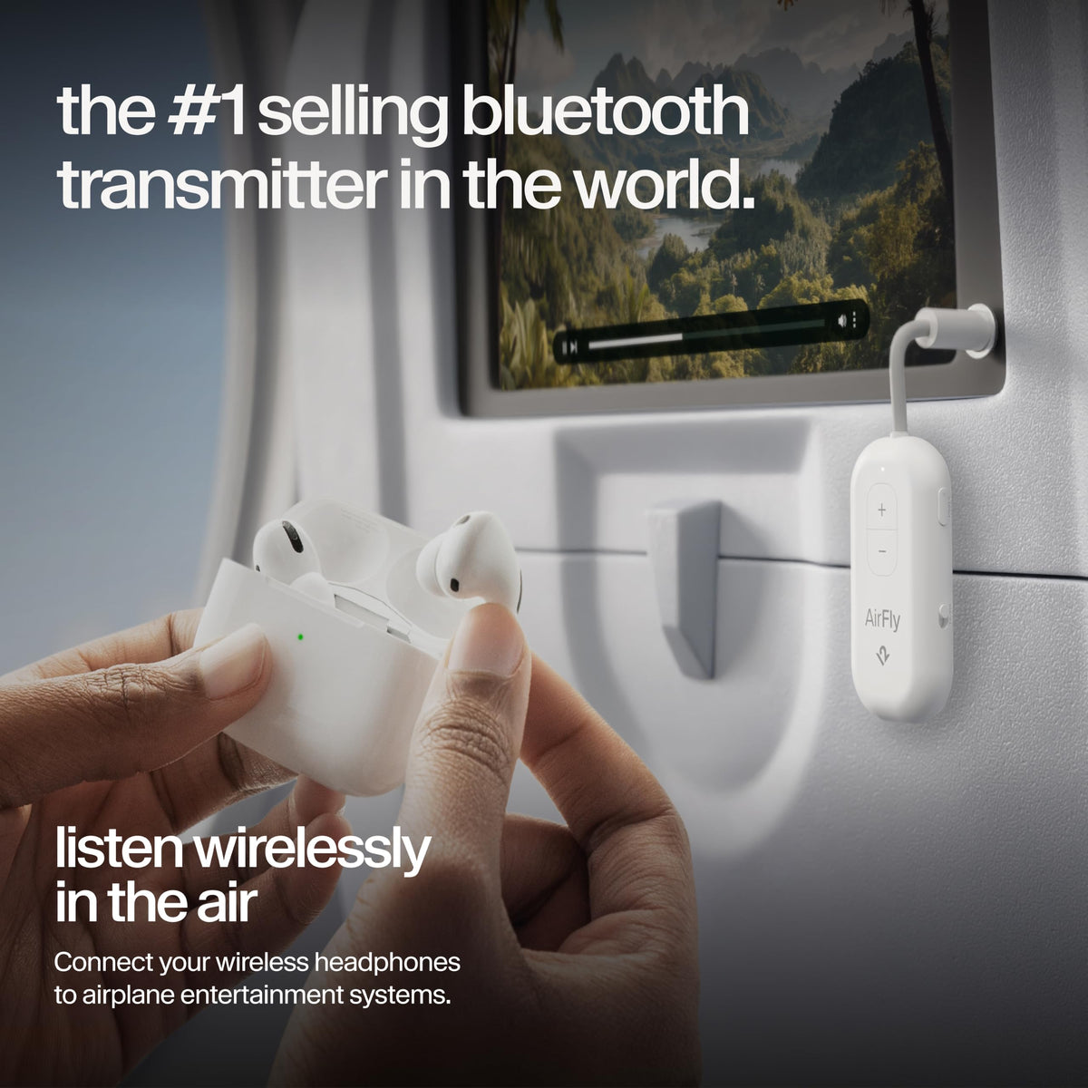 Twelve South AirFly Pro 2, Bluetooth Adapter, Pair 2 AirPods, Black Ice