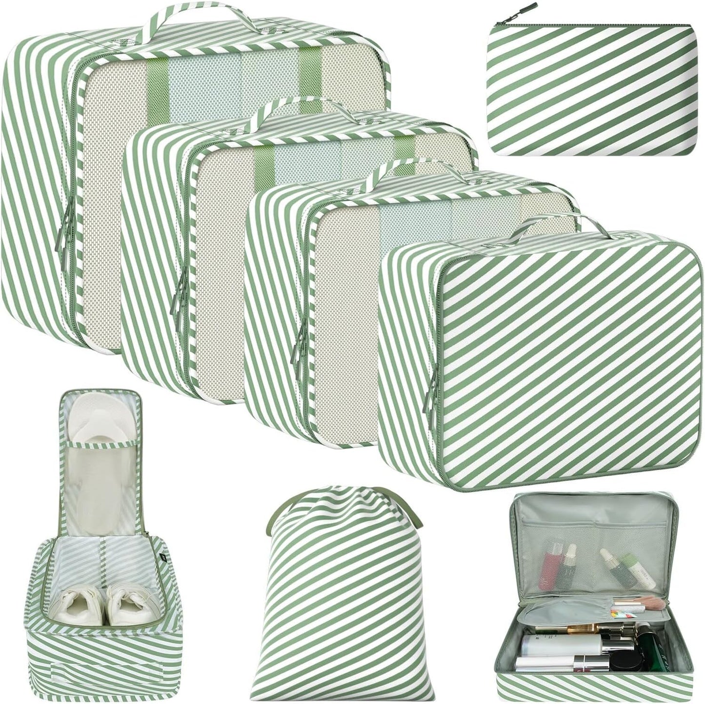 BAGAIL 8 Set Packing Cubes Luggage Packing Organizers for Travel Accessories-Aqua Color