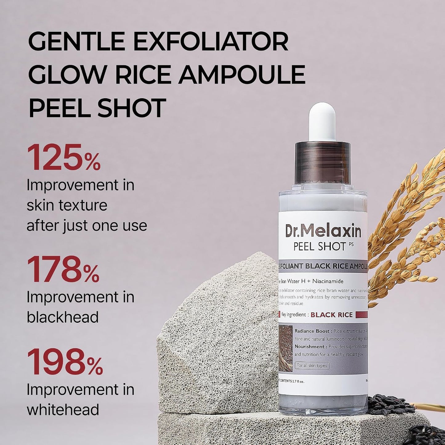 Dr.Melaxin body & face peel shot duo glow black rice peeling ampoule kojic acid & turmeric spray