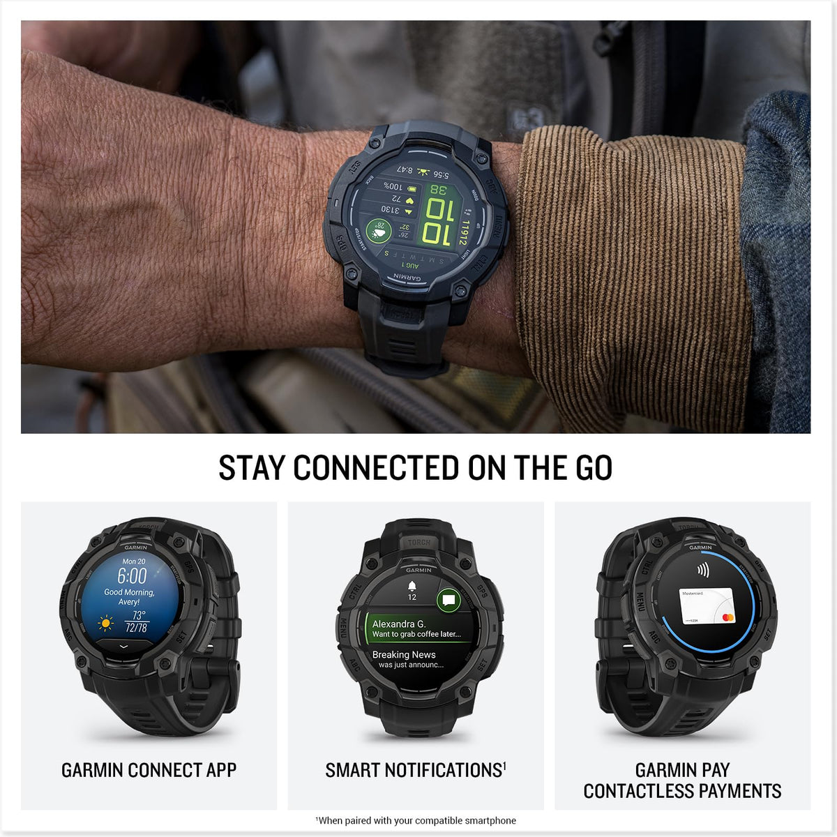 Garmin Instinct® 3 Tactical, Solar, 50mm, Black