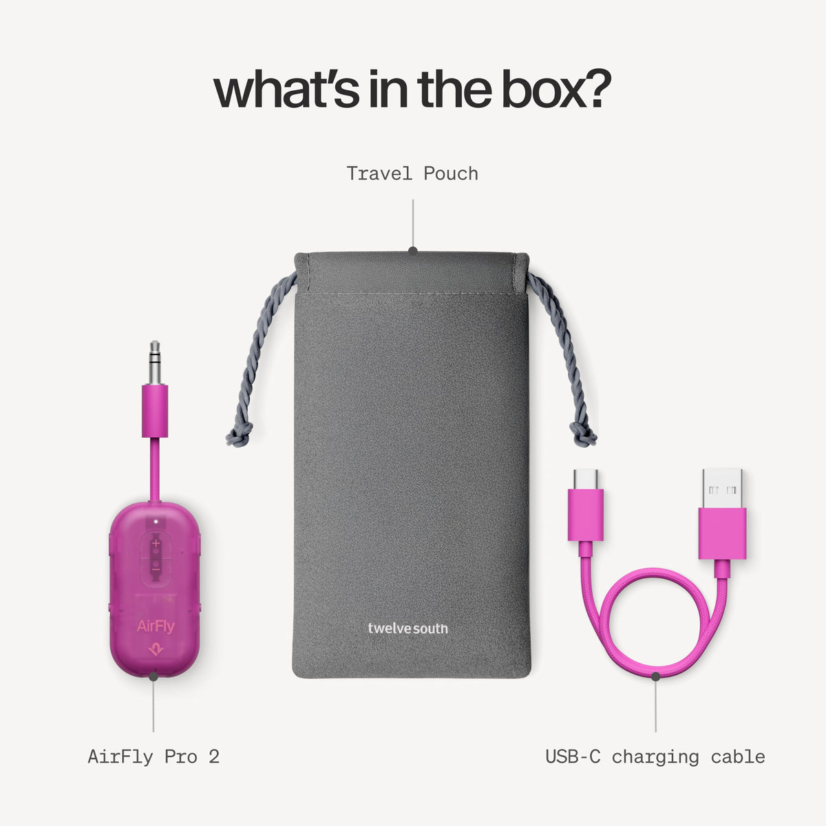 Twelve South AirFly Pro 2, Bluetooth Adapter, Pair 2 AirPods, Black Ice