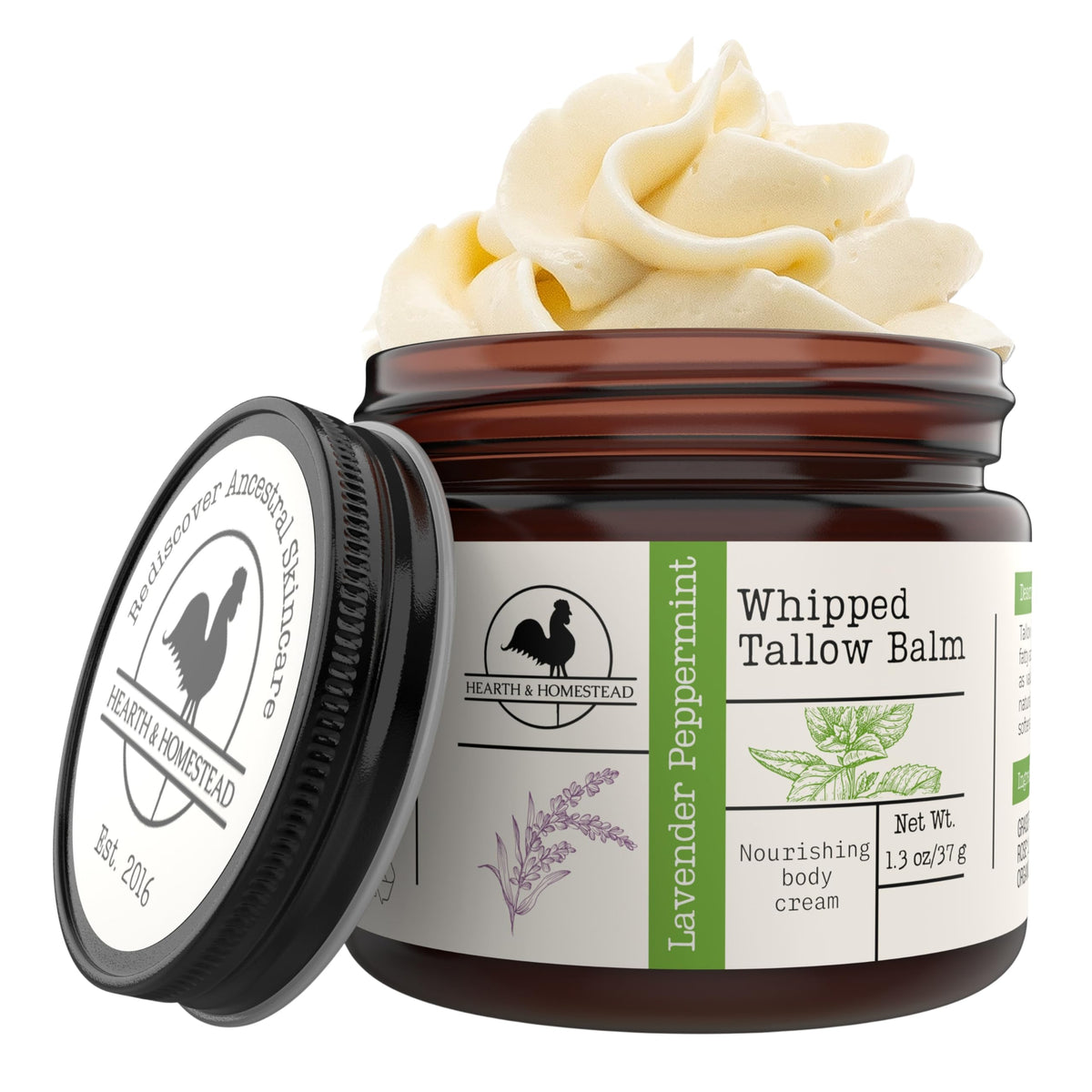 Hearth & Homestead Whipped Beef Tallow for Skin, Vanilla Orange, 2.6oz