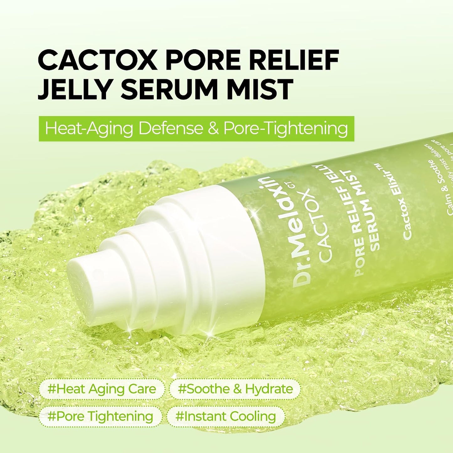Dr.Melaxin Cactox Pore Relief Jelly Serum Mist, Instant Cooling Face Mist for Pore Tightening & De-Puffing, Hydrating Cactus Serum for Puffy Skin, 80ml (2.7 fl oz)