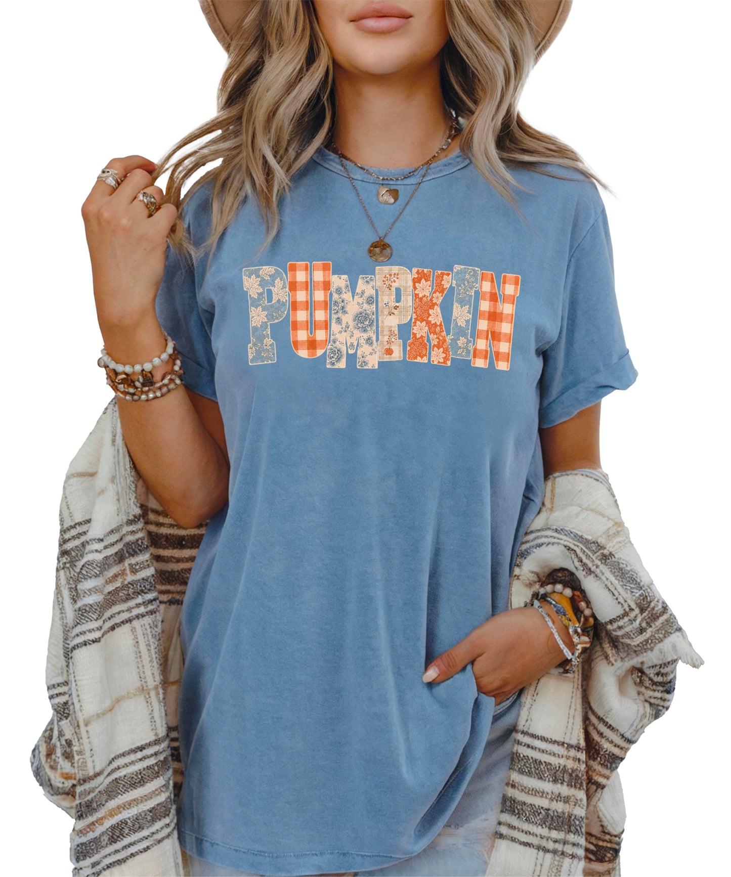 Pumpkin Shirt for Women & Teen Girls Cute Fall Graphic Tee Pumpkin Patch Comfort Colors Top