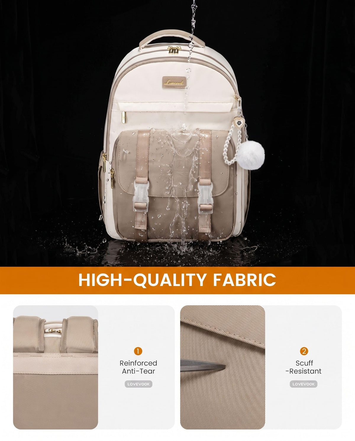 LOVEVOOK School Backpack for Teen Girls, Cute Student Backpack Purse Kid Bookbag for 8-17 Teenage, Back to School Backpacks Fit 15.6 Inch Laptop, College Travel Bag with Large Water Bottle Holder