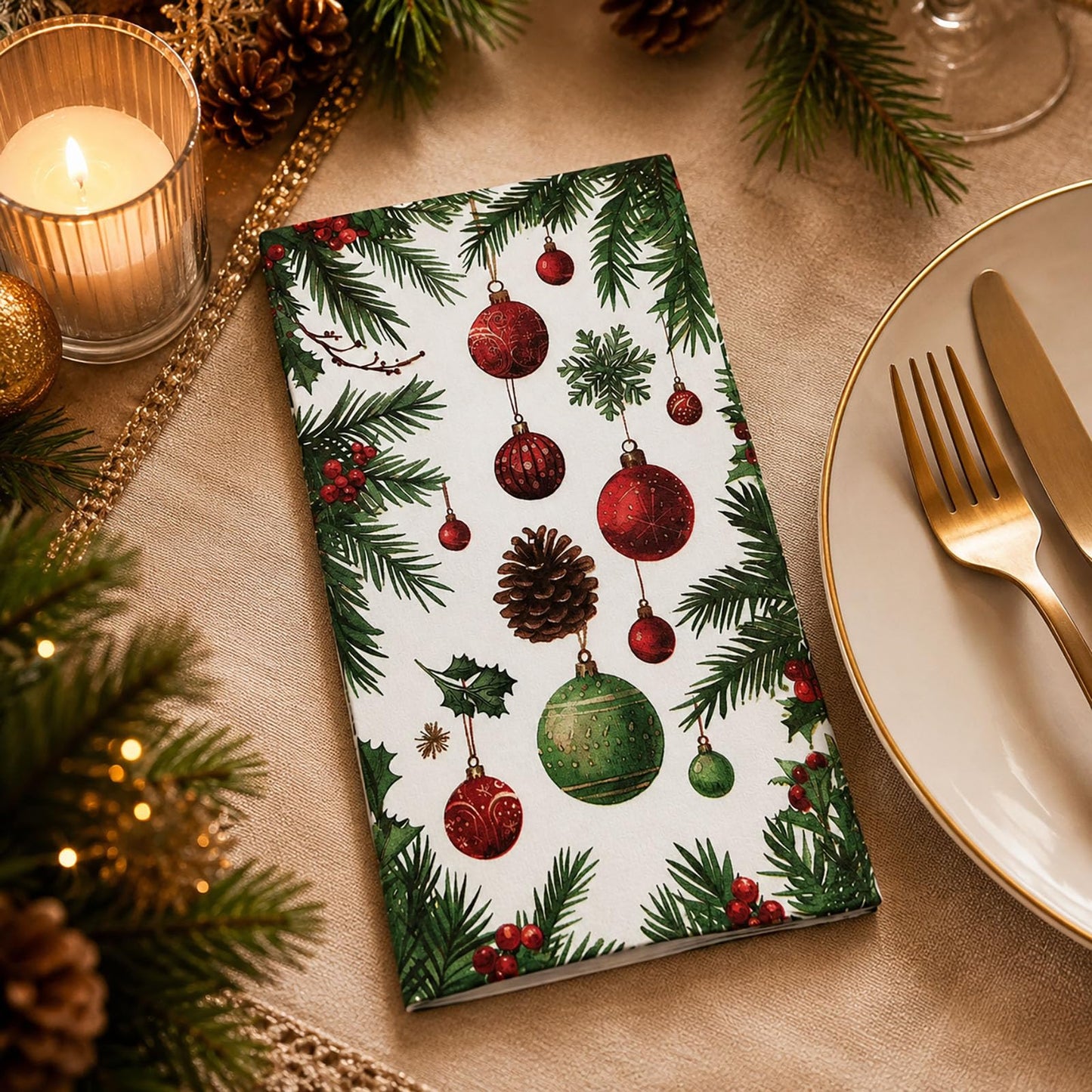 Fall Thanksgiving Paper Napkins, Dinner Napkins, Hand Towels, 100 Pack