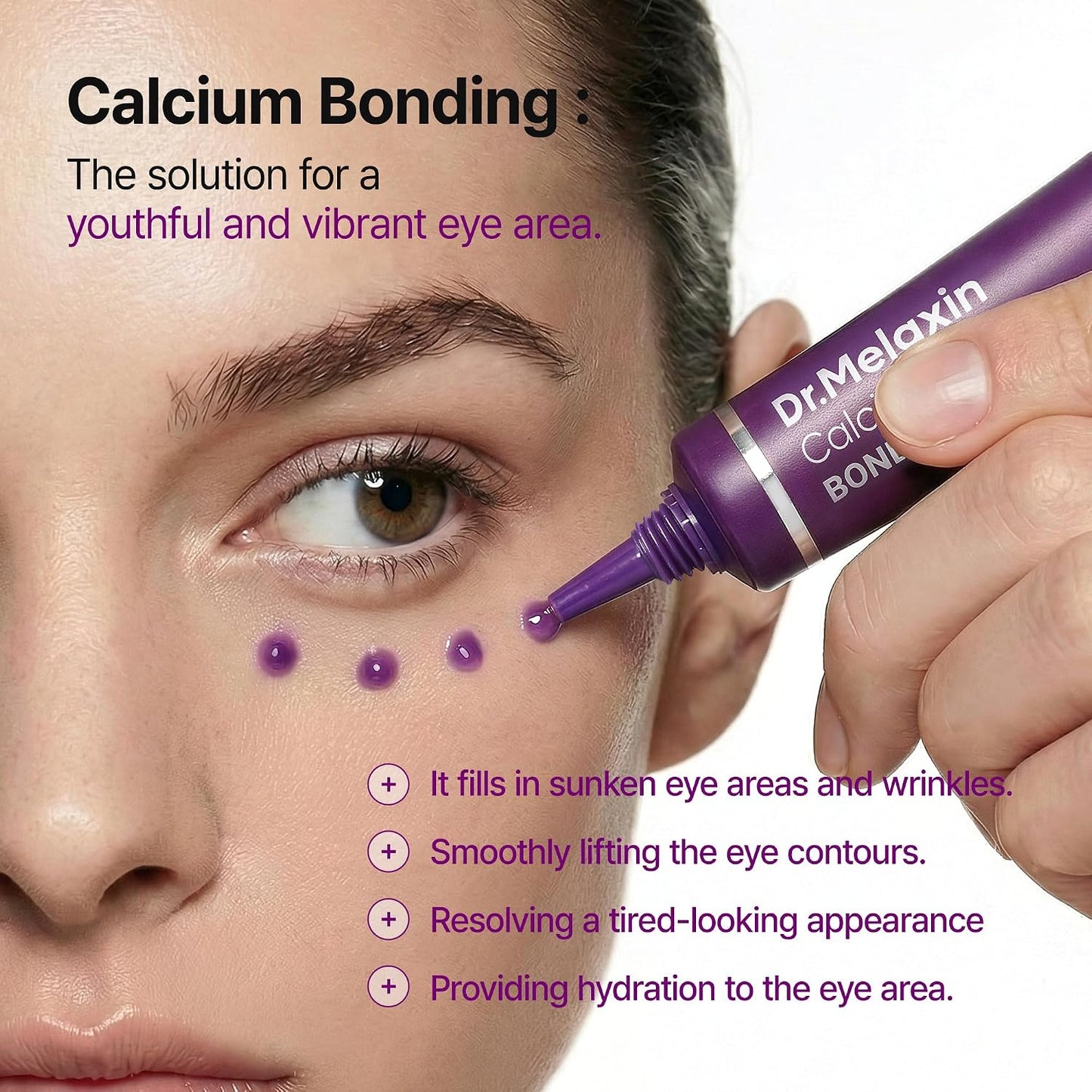 Dr.Melaxin Calcium Bonding Eye Cream with Peptides & Rebornic, Firming Eye Treatment for Wrinkles & Puffy Eyes, Elastin for Dark Circles & Hydrating Care, 0.51 fl.oz