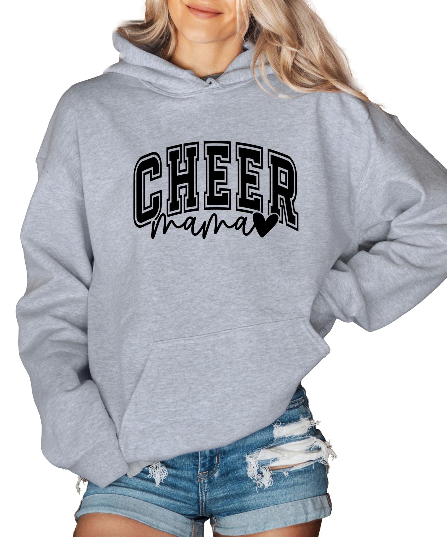 Olive Loves Apple Cheer Mama Hoodie for Women Cheerleading Mom Game Day Pullover Cheer Competition Sweatshirt