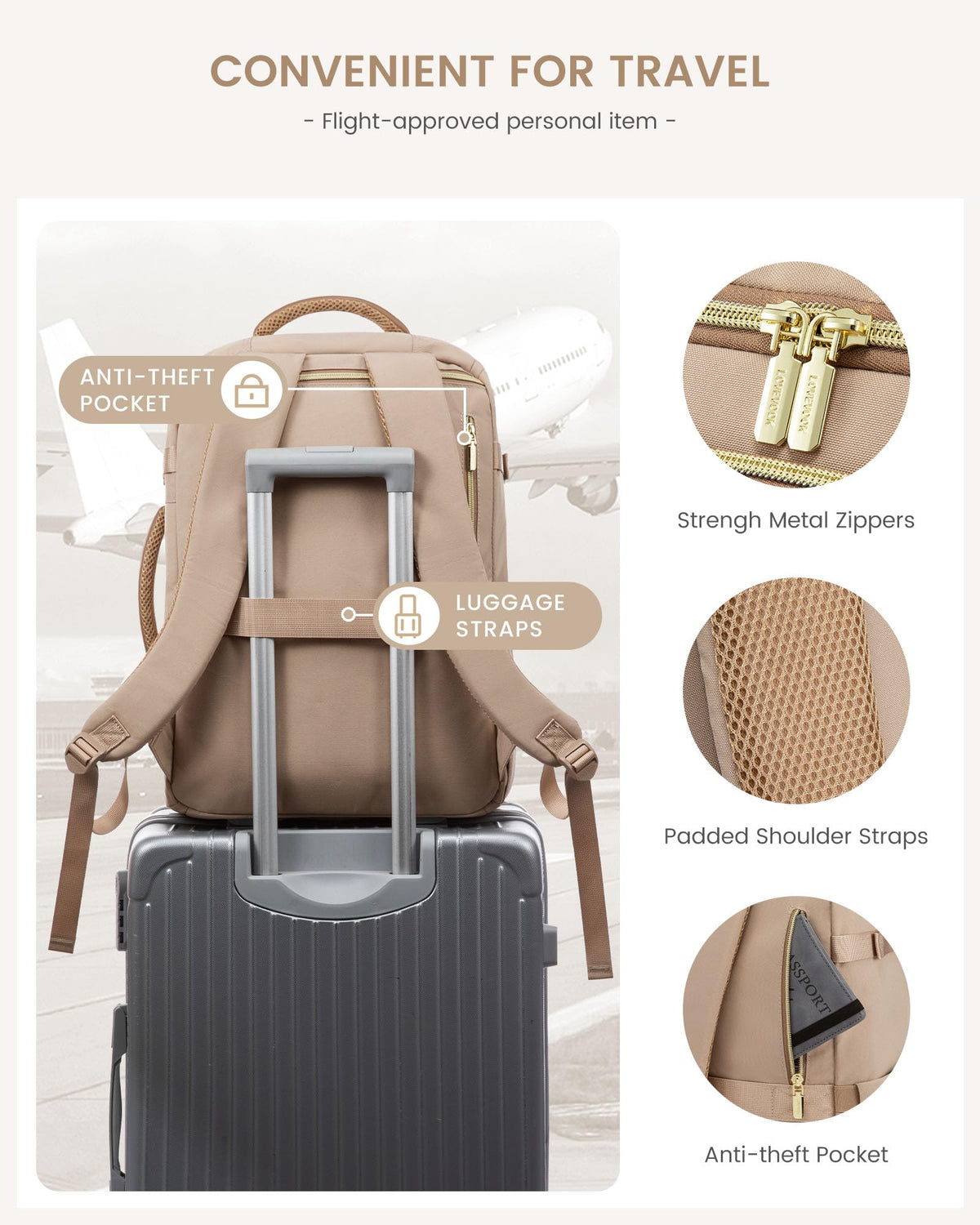 LOVEVOOK Travel Backpack Carry on Flight Approved for Women/Men