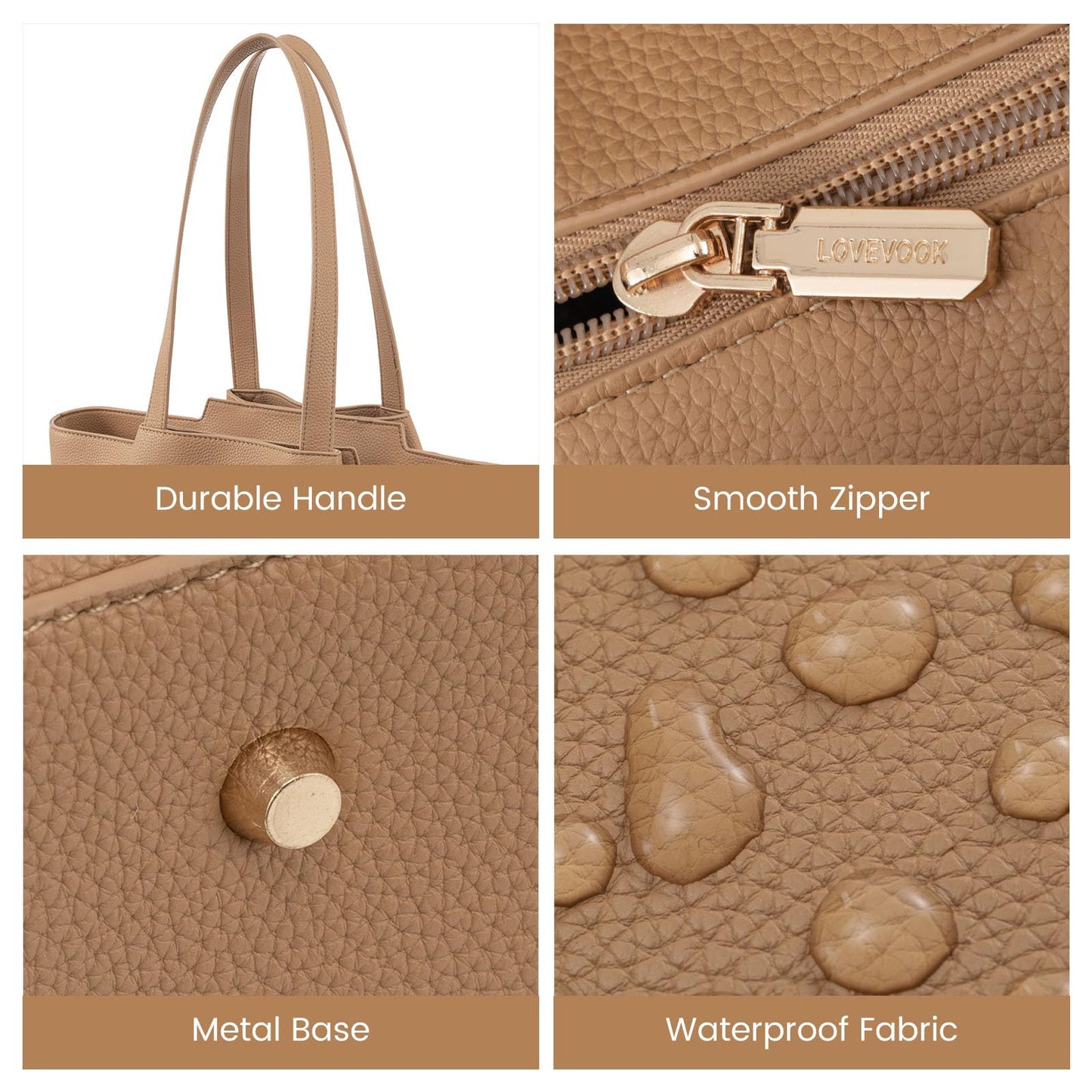 LOVEVOOK Laptop Tote for Women - 15.6 Inch Faux Leather Laptop Bag with Clutch, Large Capacity Office Purse Computer