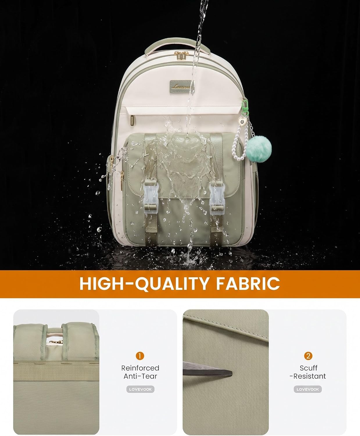 LOVEVOOK School Backpack for Teen Girls, Cute Student Backpack Purse Kid Bookbag for 8-17 Teenage, Back to School Backpacks Fit 15.6 Inch Laptop, College Travel Bag with Large Water Bottle Holder