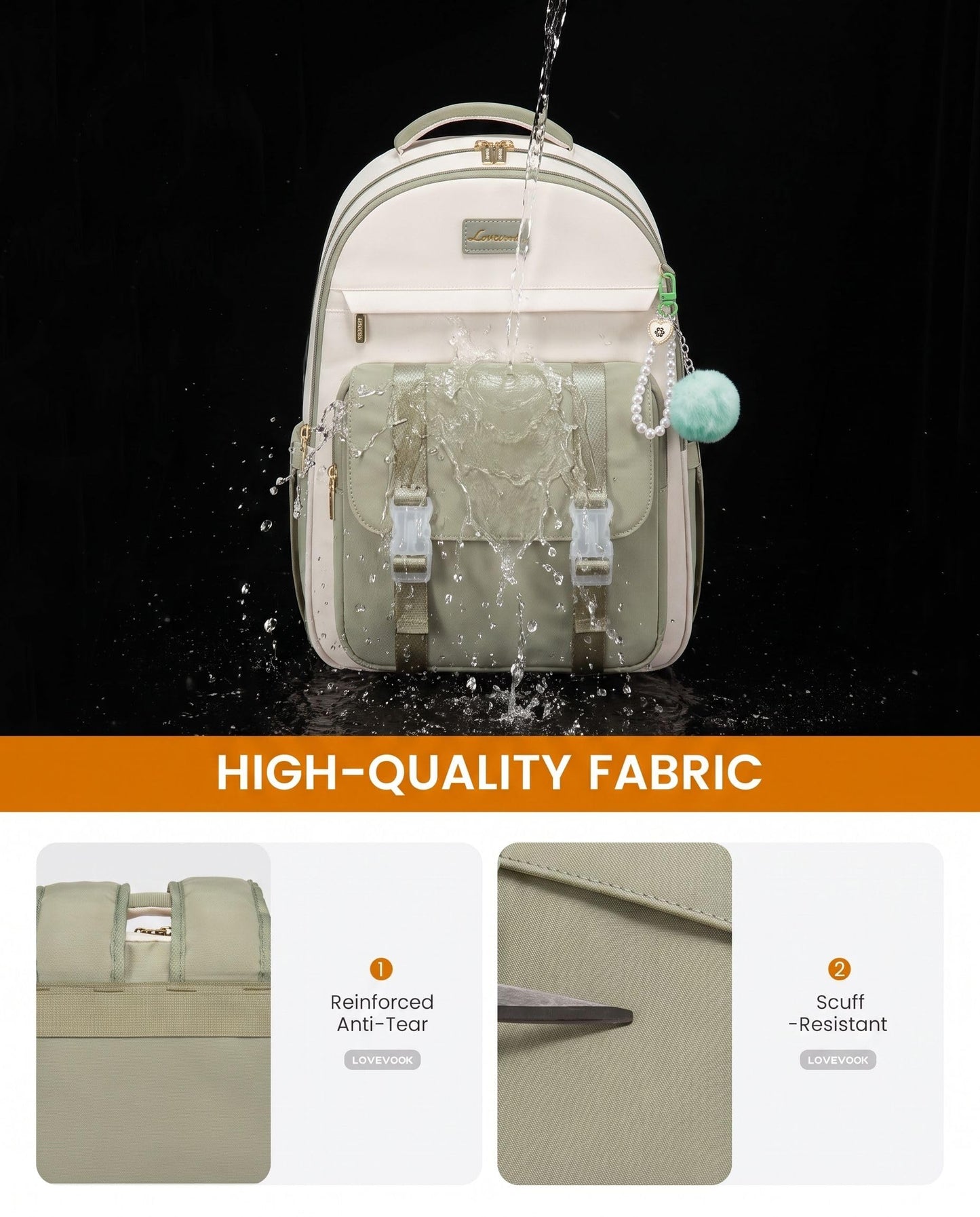 LOVEVOOK School Backpack for Teen Girls, Cute Student Backpack Purse Kid Bookbag for 8-17 Teenage, Back to School Backpacks Fit 15.6 Inch Laptop, College Travel Bag with Large Water Bottle Holder
