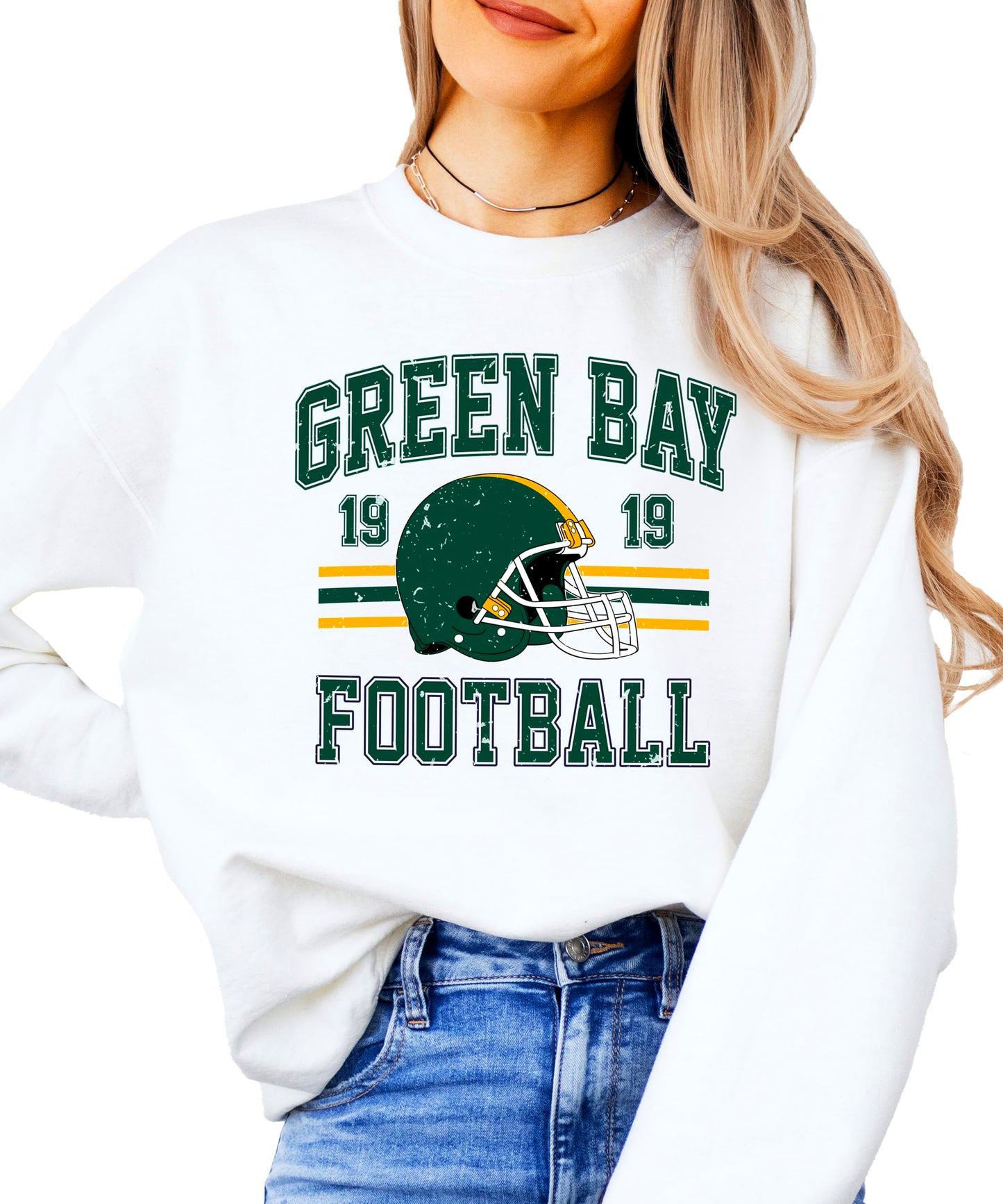 Olive Loves Apple Vintage Green Bay 1919 Football Sweatshirt for Men Women and Kids Distressed Game Day Pullover