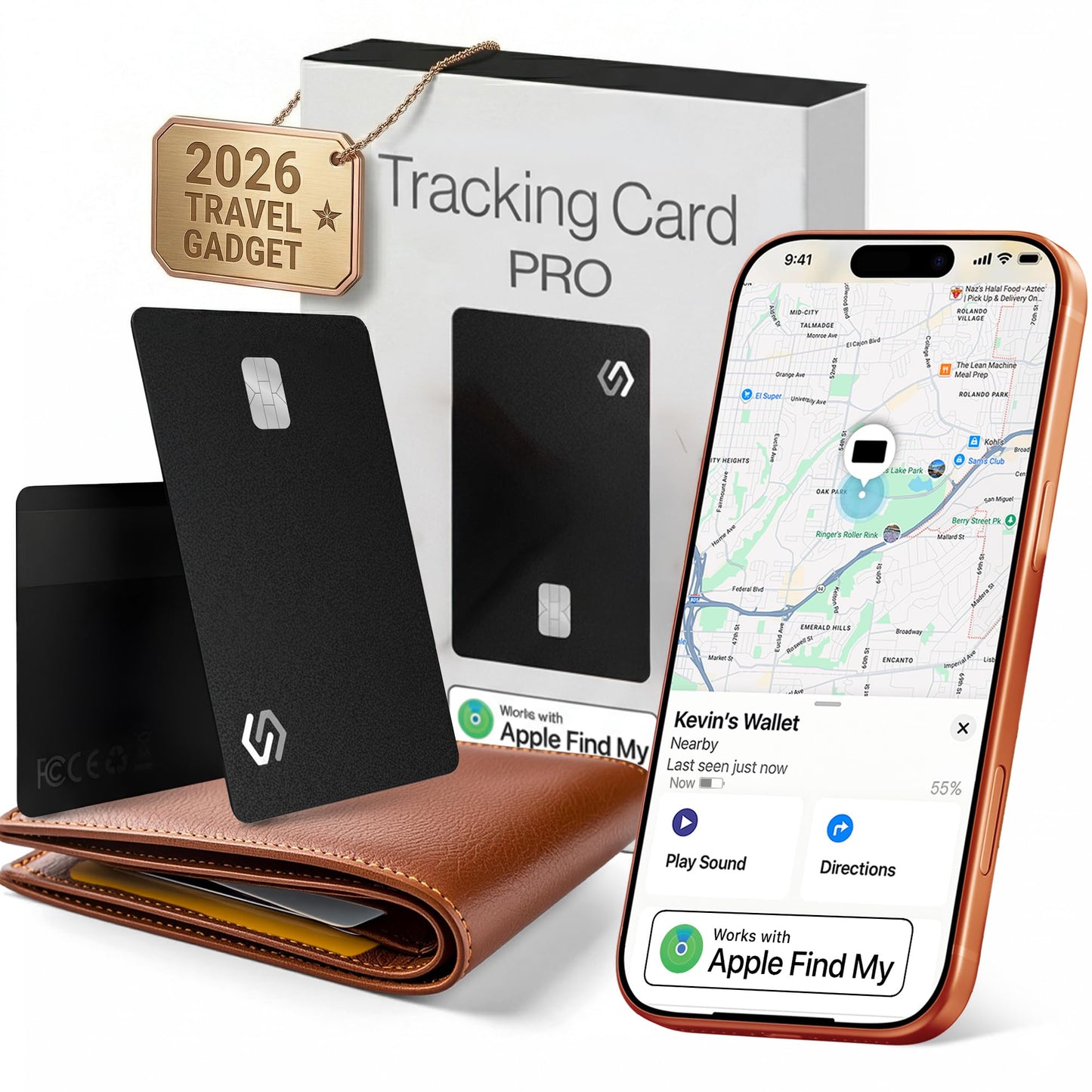 SPOTMINDERS Apple MFi Certified Wallet Tracker 2-Pack Black & Pink (iOS Only) Travel Pack for Couples 0.07in Works with Apple Find My Rechargeable Tracking Card Slim Item Finder for Luggage, Passport