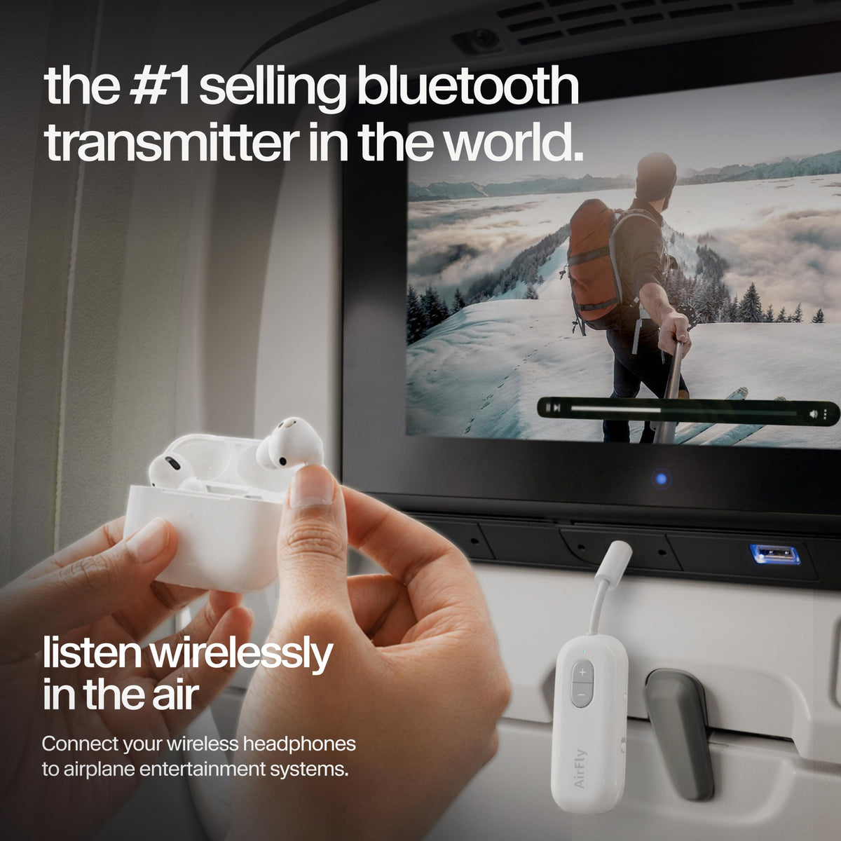Twelve South AirFly Pro 2, Bluetooth Adapter, Pair 2 AirPods, Black Ice
