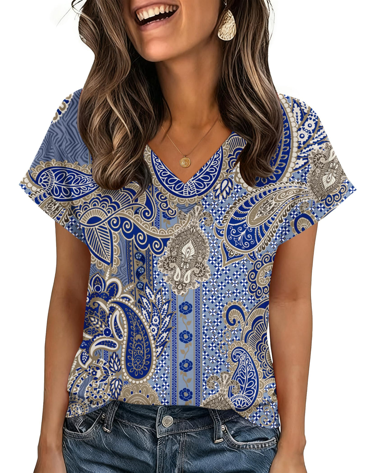 Zeagoo Womens Summer Tops Rolled Short Sleeve Shirts Dressy Casual Blouses