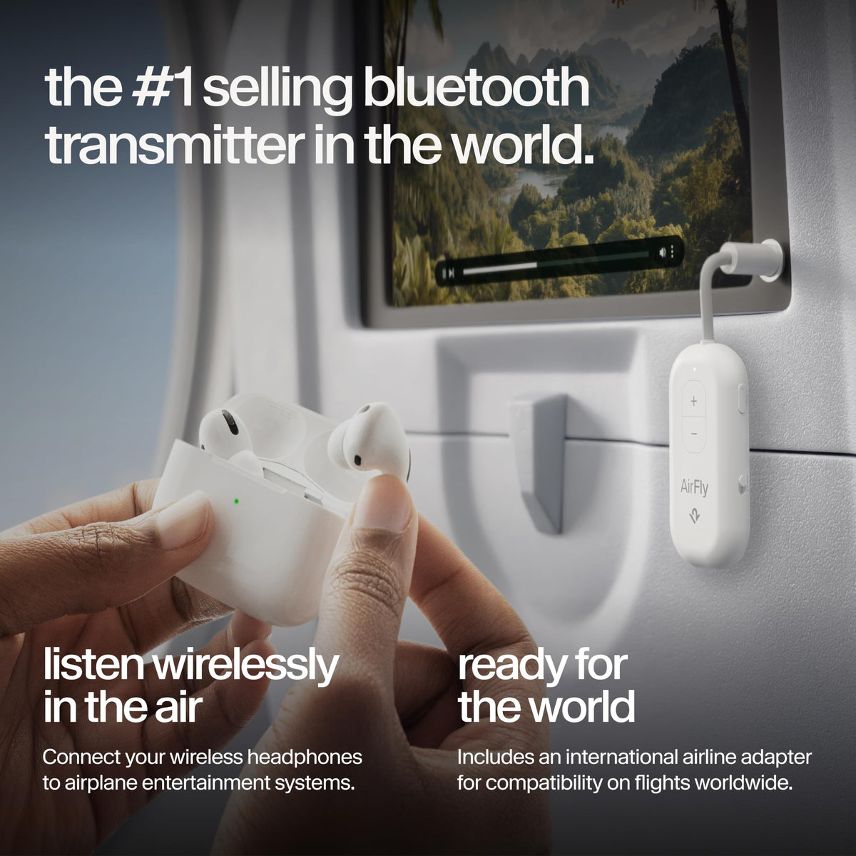 Twelve South AirFly Pro 2, Bluetooth Adapter, Pair 2 AirPods, Black Ice