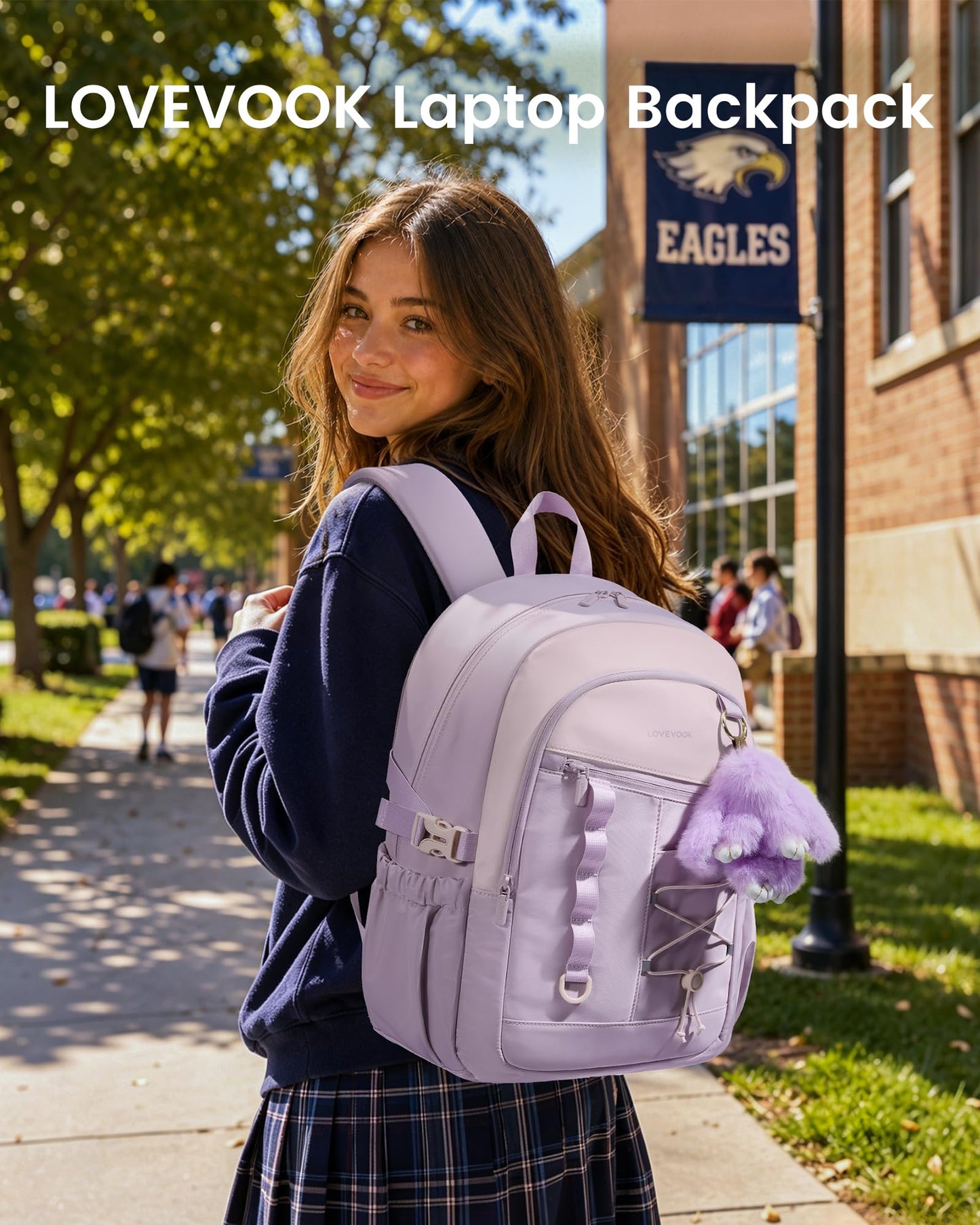 LOVEVOOK School Backpack for Girls，large Capacity 15.6 Laptop Backpack