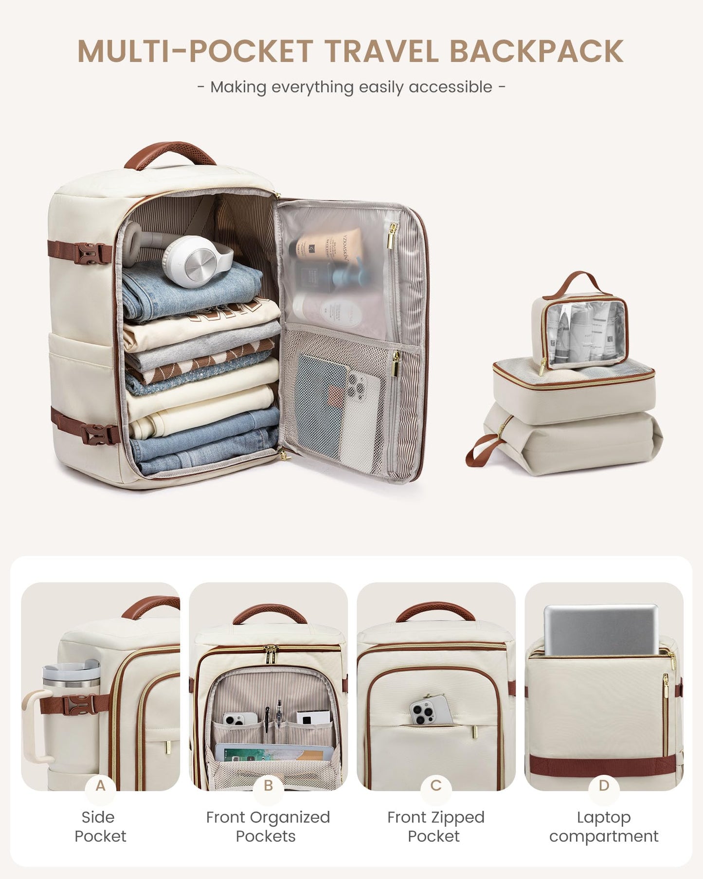 LOVEVOOK Travel Backpack Carry on Flight Approved for Women/Men