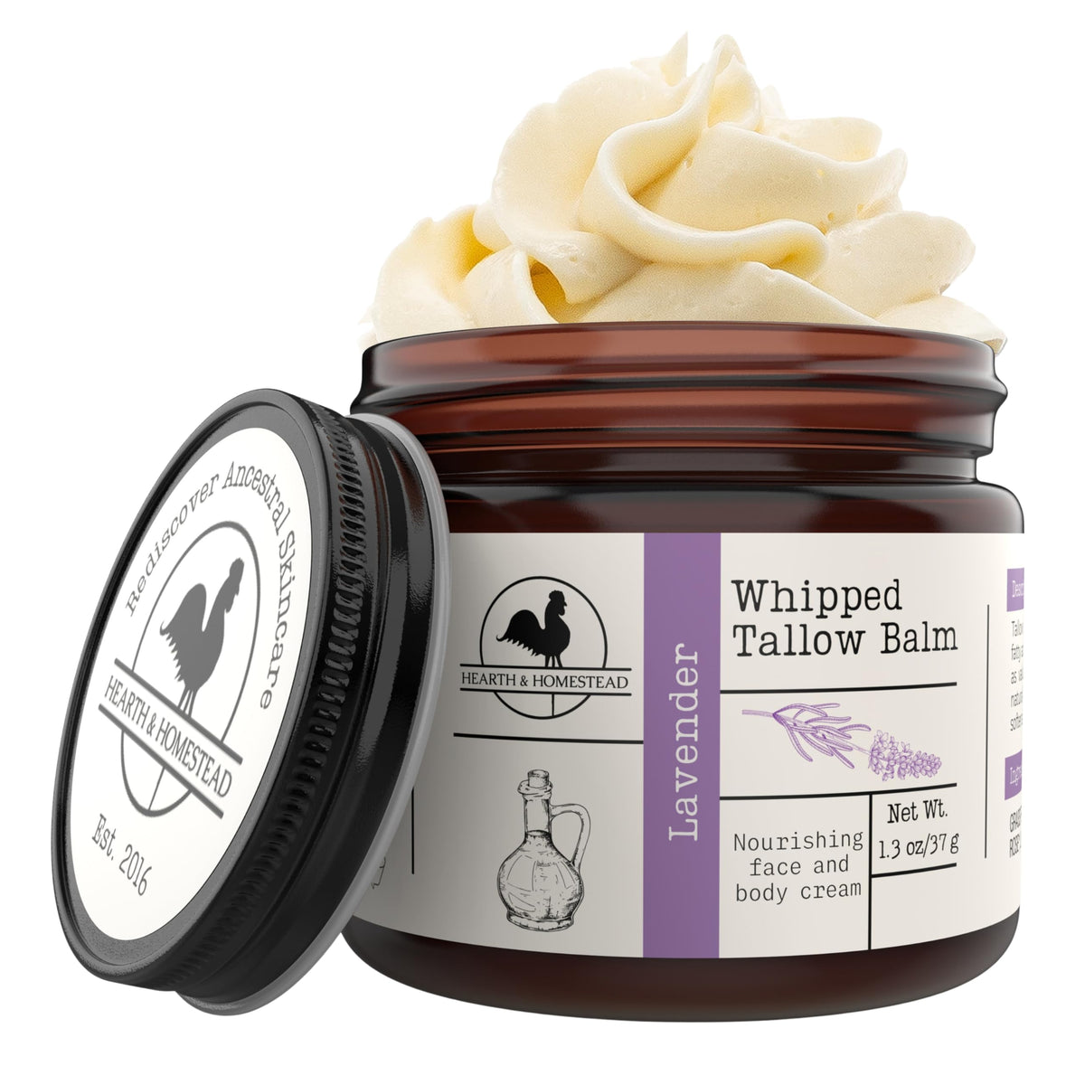Hearth & Homestead Whipped Beef Tallow for Skin, Vanilla Orange, 2.6oz