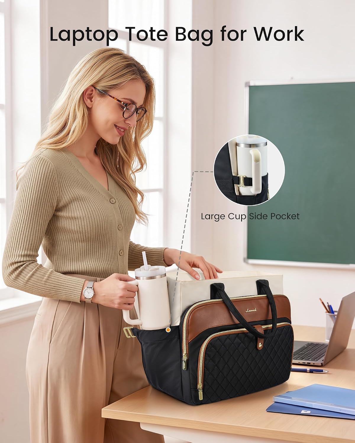 LOVEVOOK Laptop Bag for Women, Work Tote Computer Bag for Teacher Nurse