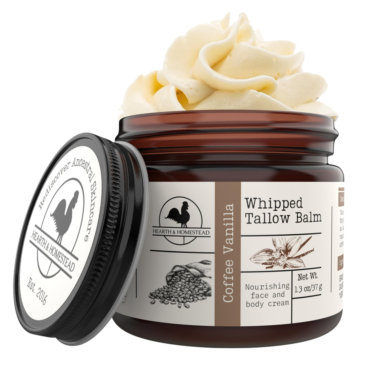 Hearth & Homestead Whipped Beef Tallow for Skin, Vanilla Orange, 2.6oz