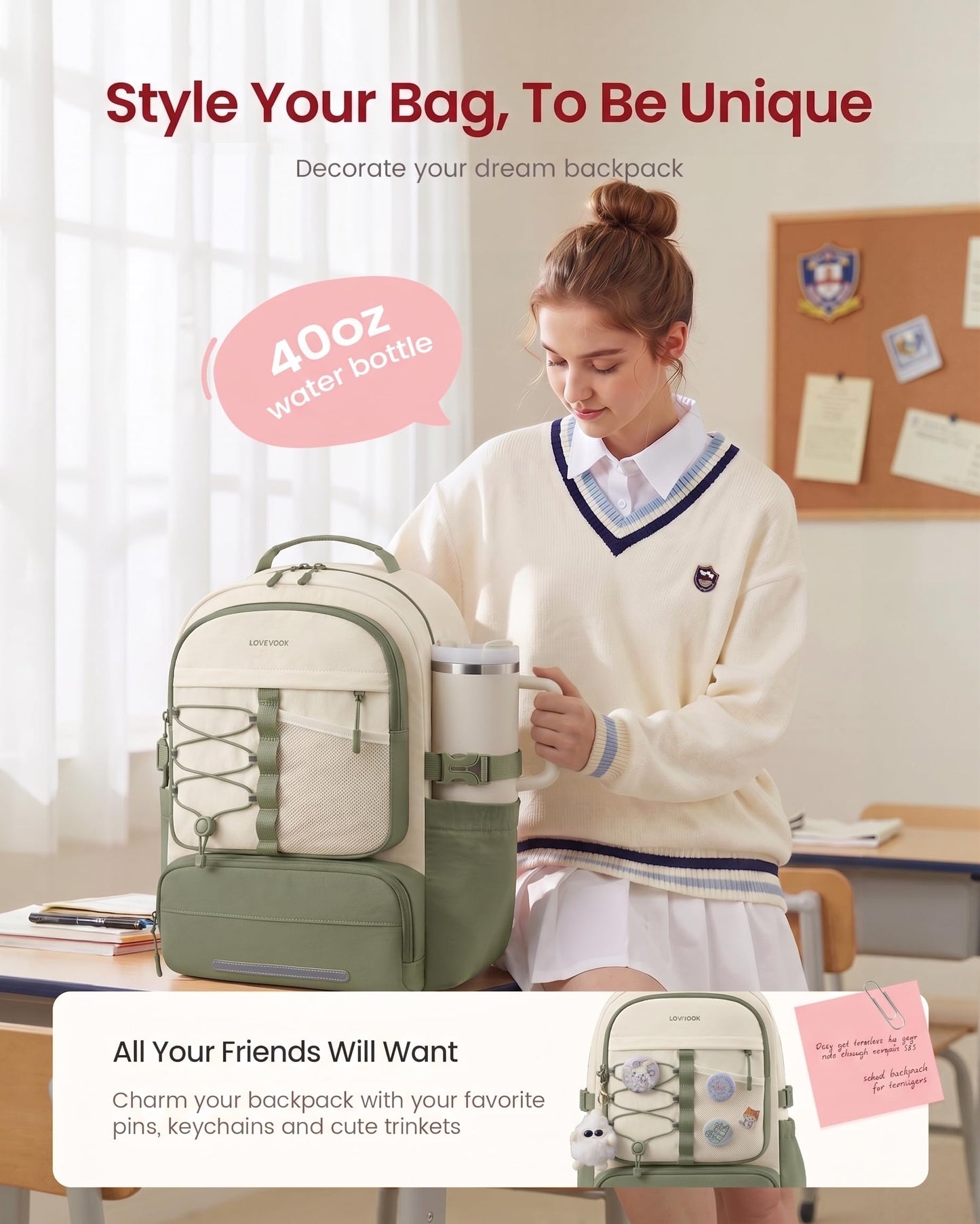 LOVEVOOK Backpack for Kids Teen Girls, Cute Back to School Backpack Bookbag