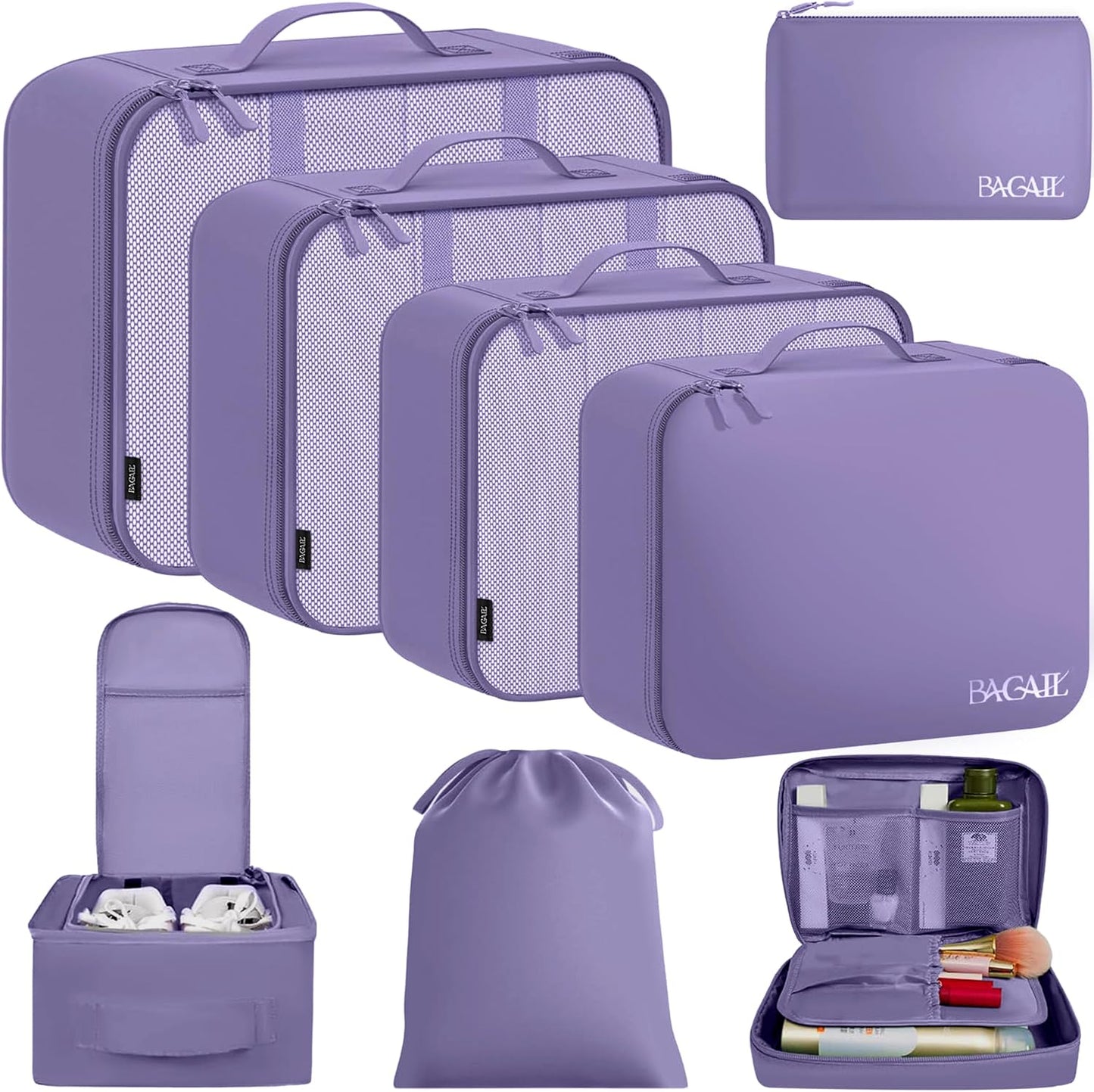 BAGAIL 8 Set Packing Cubes Luggage Packing Organizers for Travel Accessories-Aqua Color