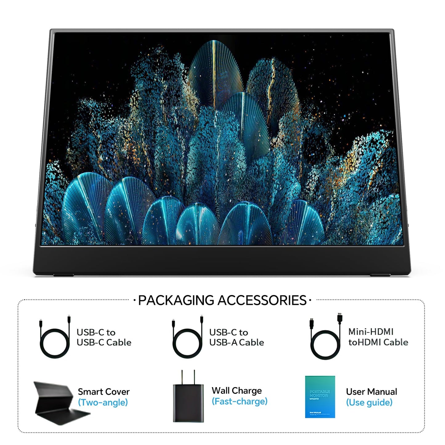 MNN 15.6" FHD 60Hz Portable Monitor USB-C HDMI IPS HDR Gaming Laptop